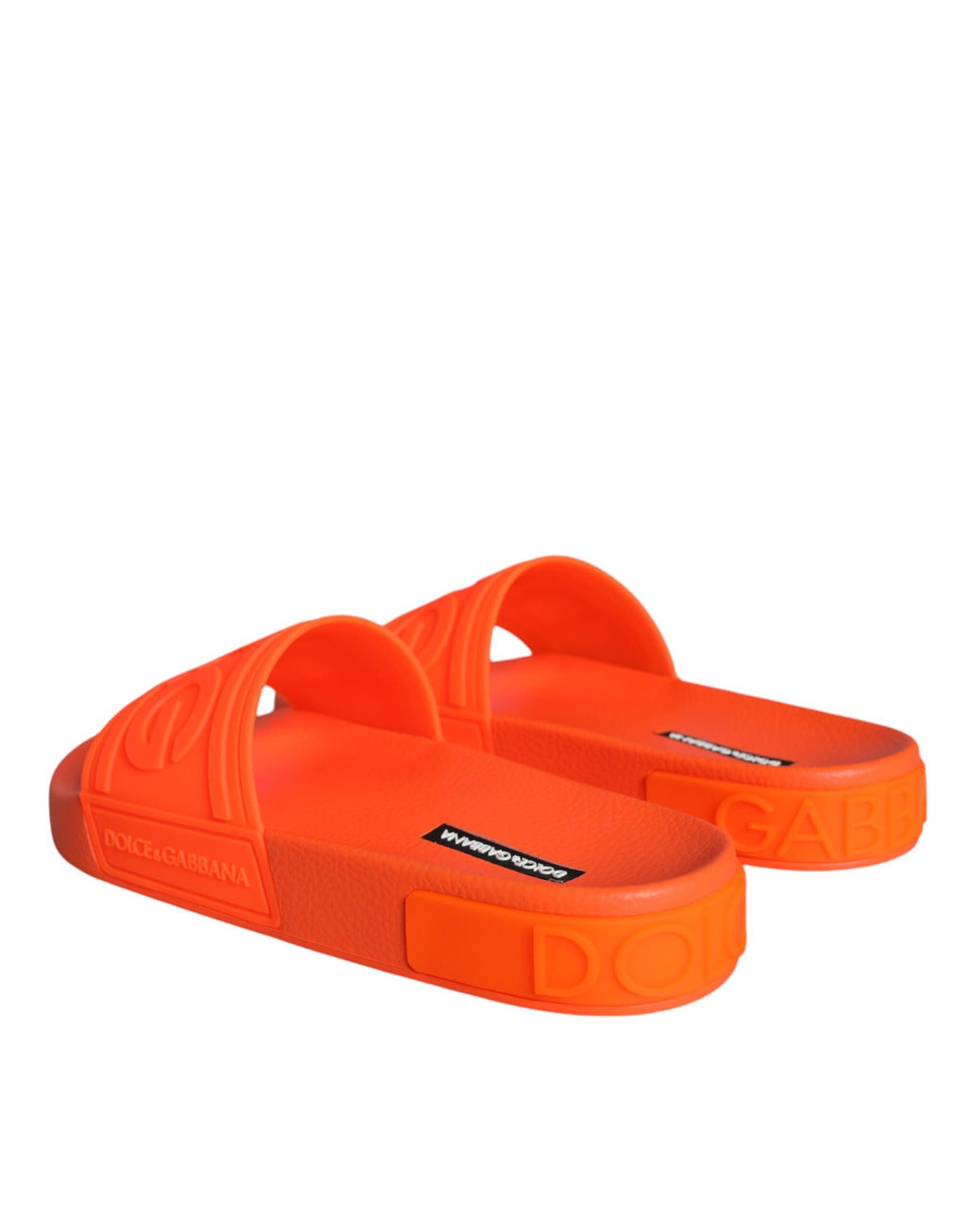 Dolce & Gabbana Orange Rubber Slides Sandals Beachwear Shoes Dolce & Gabbana