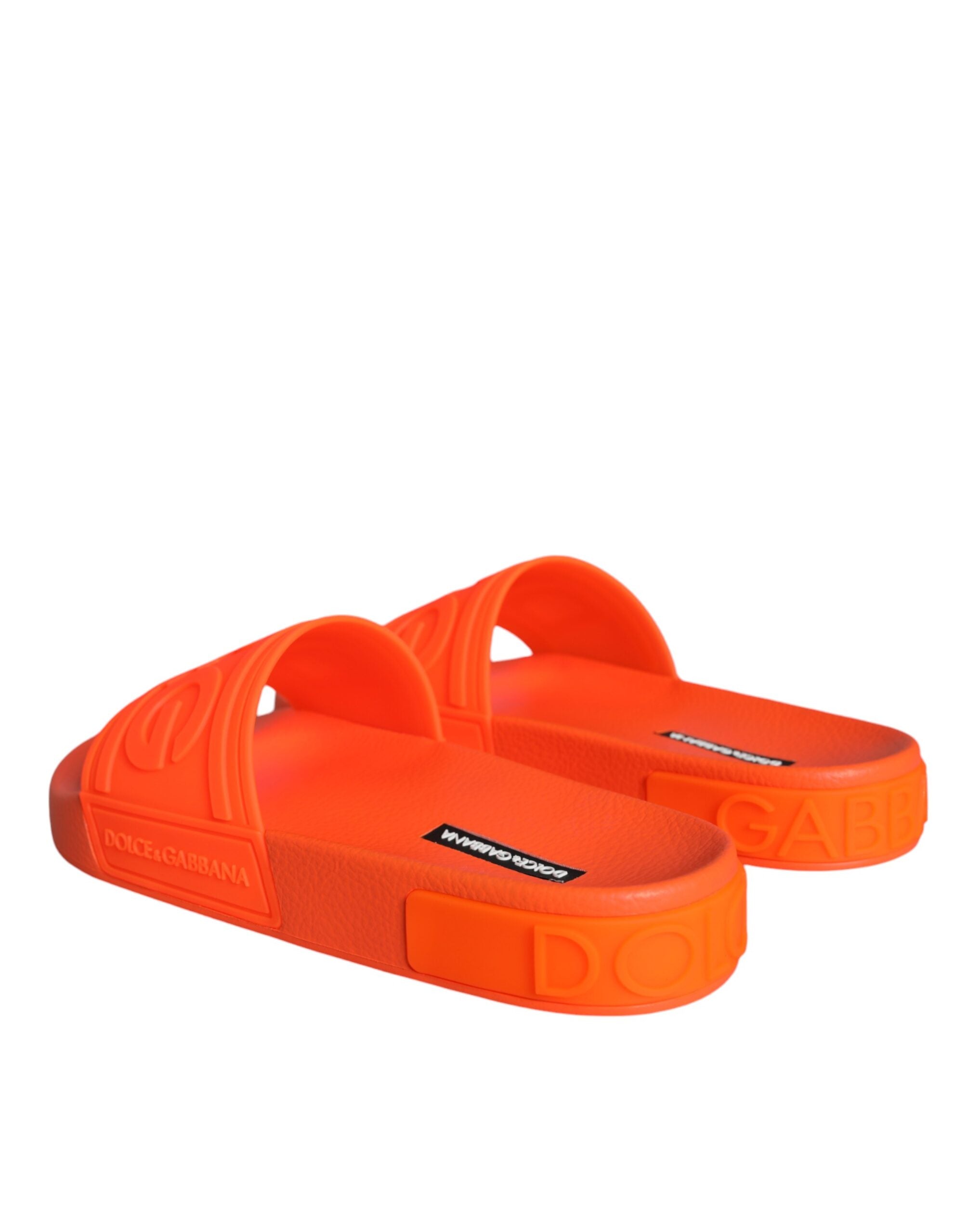 Dolce & Gabbana Orange Rubber Slides Sandals Beachwear Shoes Dolce & Gabbana