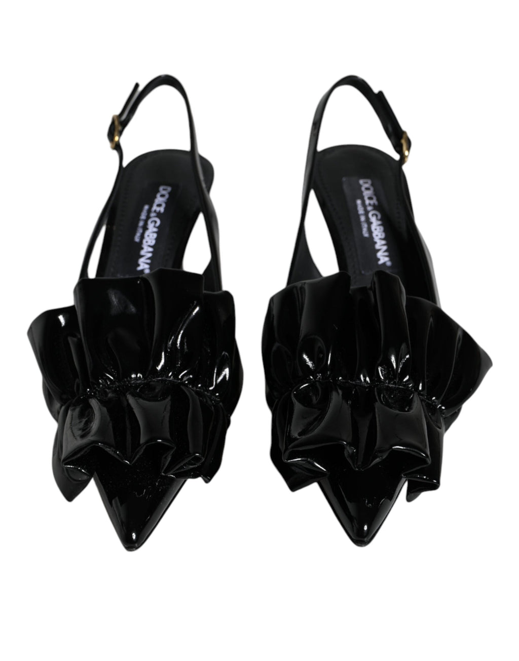 Dolce & Gabbana Black Patent Leather Heels Slingback Shoes Dolce & Gabbana