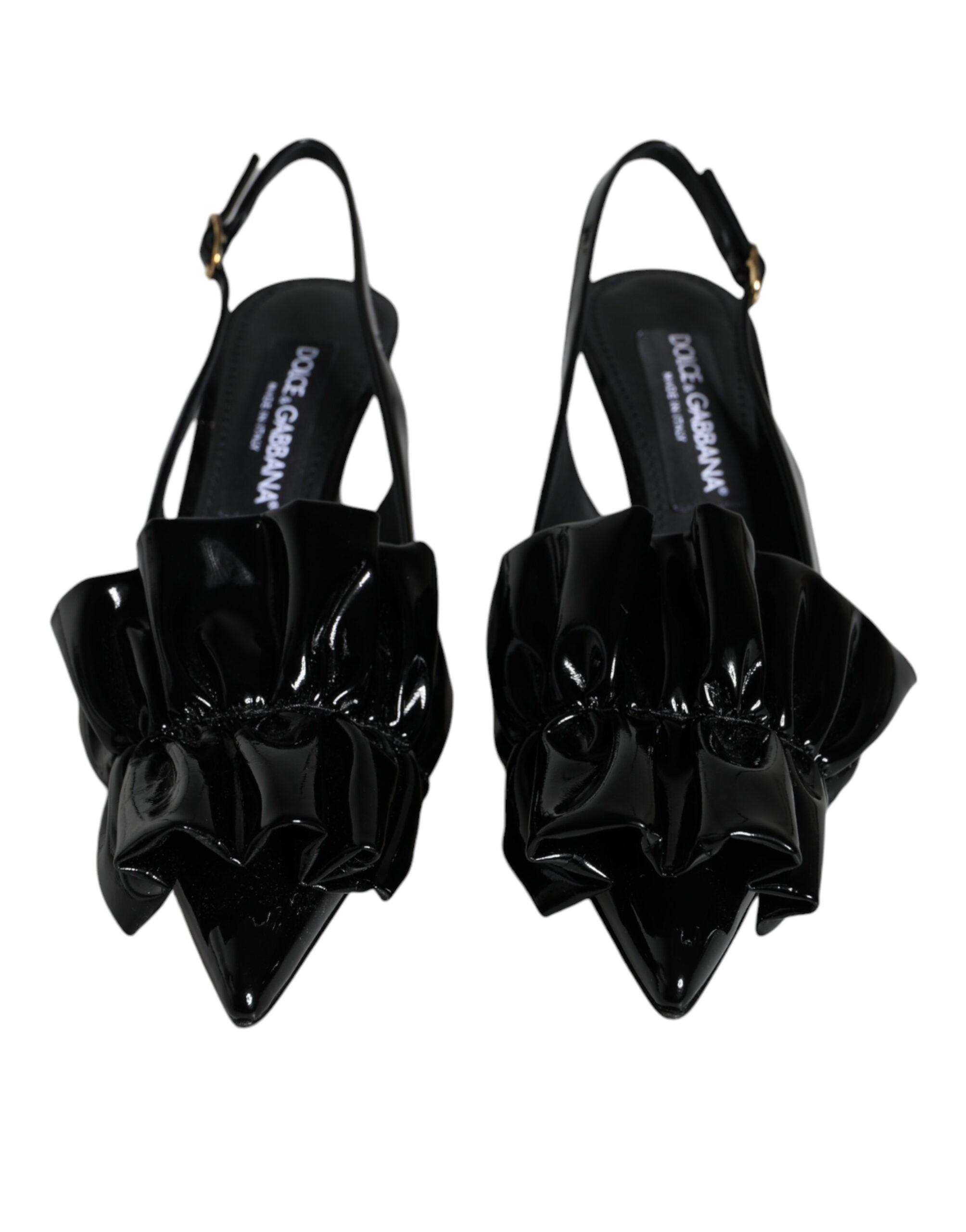 Dolce & Gabbana Black Patent Leather Heels Slingback Shoes Dolce & Gabbana