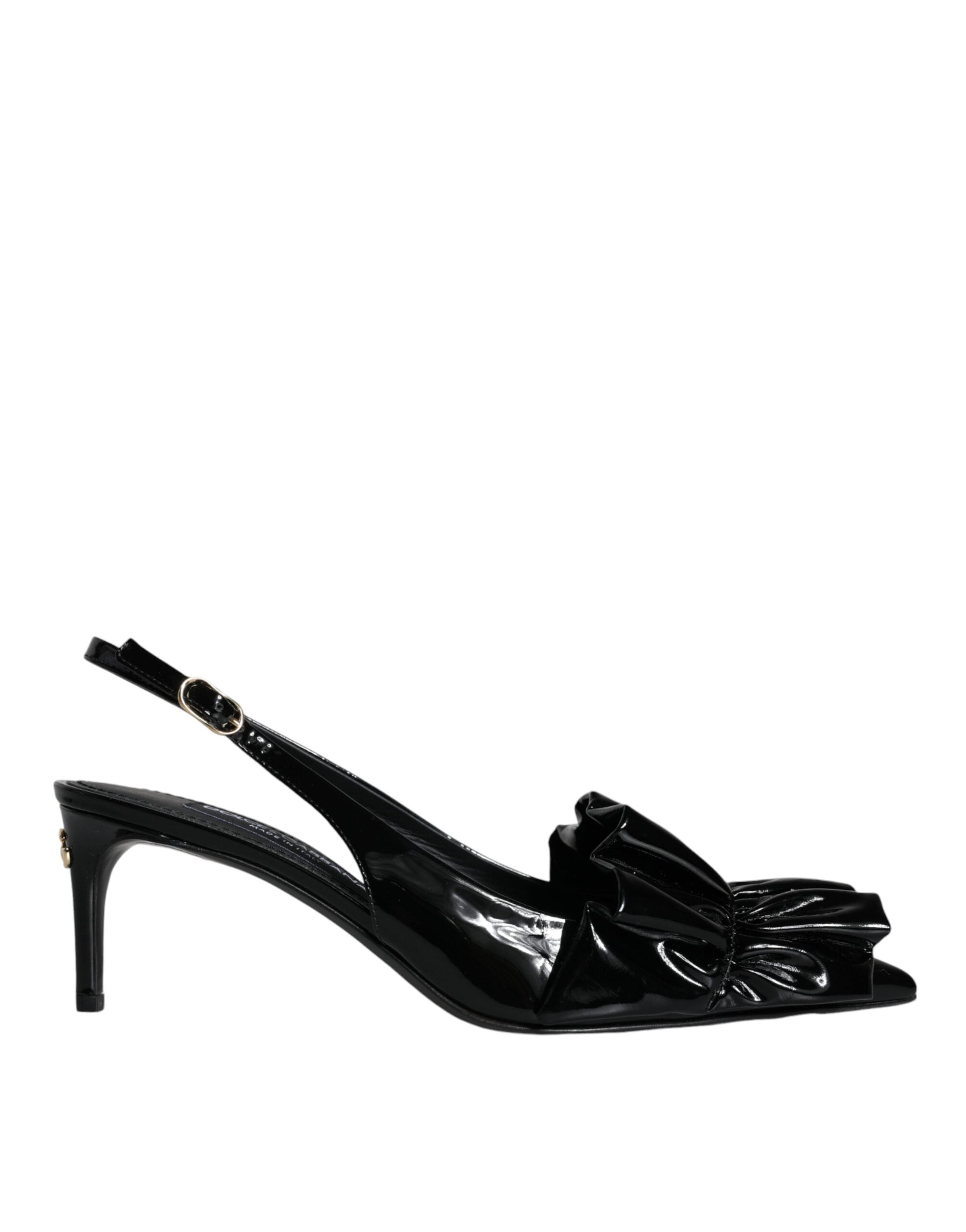 Dolce & Gabbana Black Patent Leather Heels Slingback Shoes Dolce & Gabbana