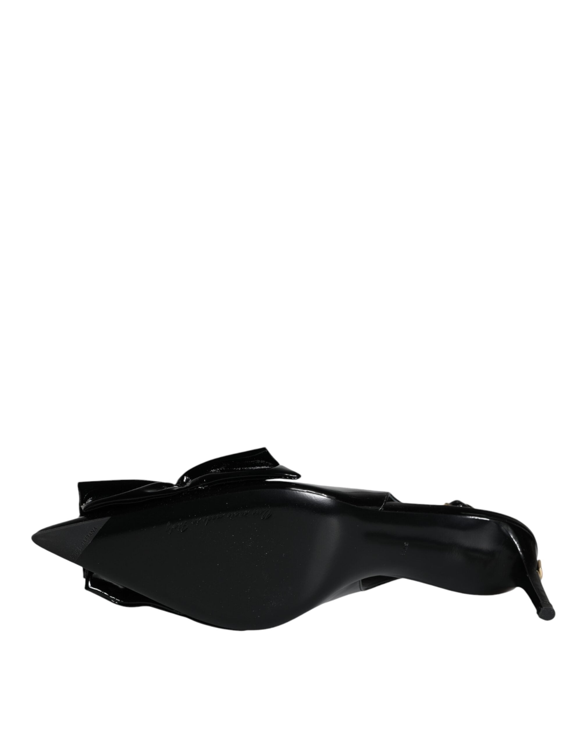 Dolce & Gabbana Black Patent Leather Heels Slingback Shoes Dolce & Gabbana