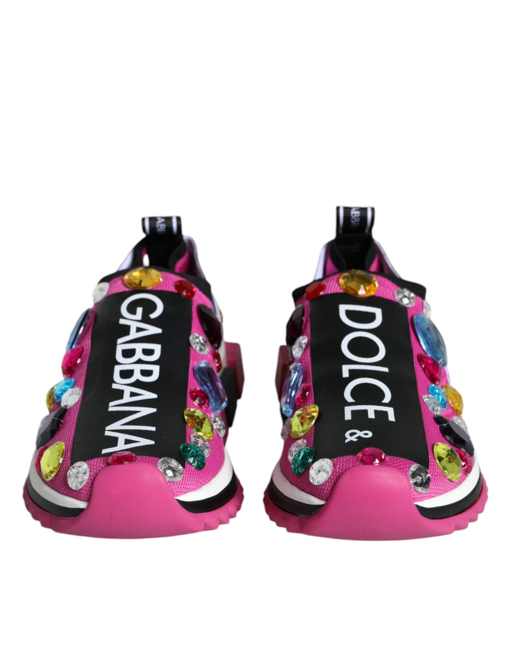 Dolce & Gabbana Pink Sorrento Crystals Low Top Sneakers Shoes Dolce & Gabbana