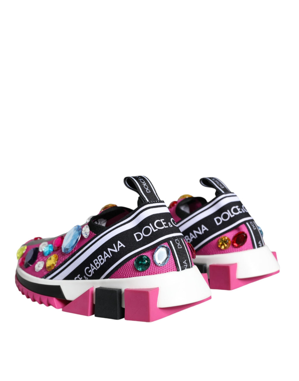 Dolce & Gabbana Pink Sorrento Crystals Low Top Sneakers Shoes Dolce & Gabbana