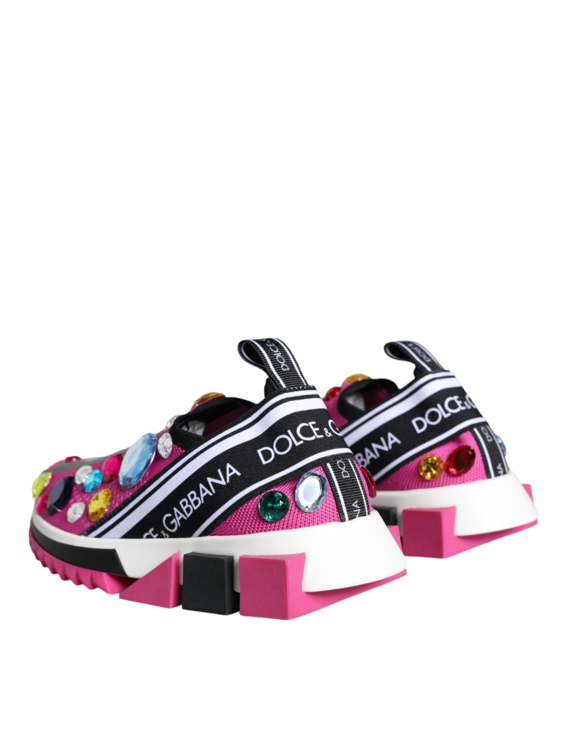 Dolce & Gabbana Pink Sorrento Crystals Low Top Sneakers Shoes Dolce & Gabbana