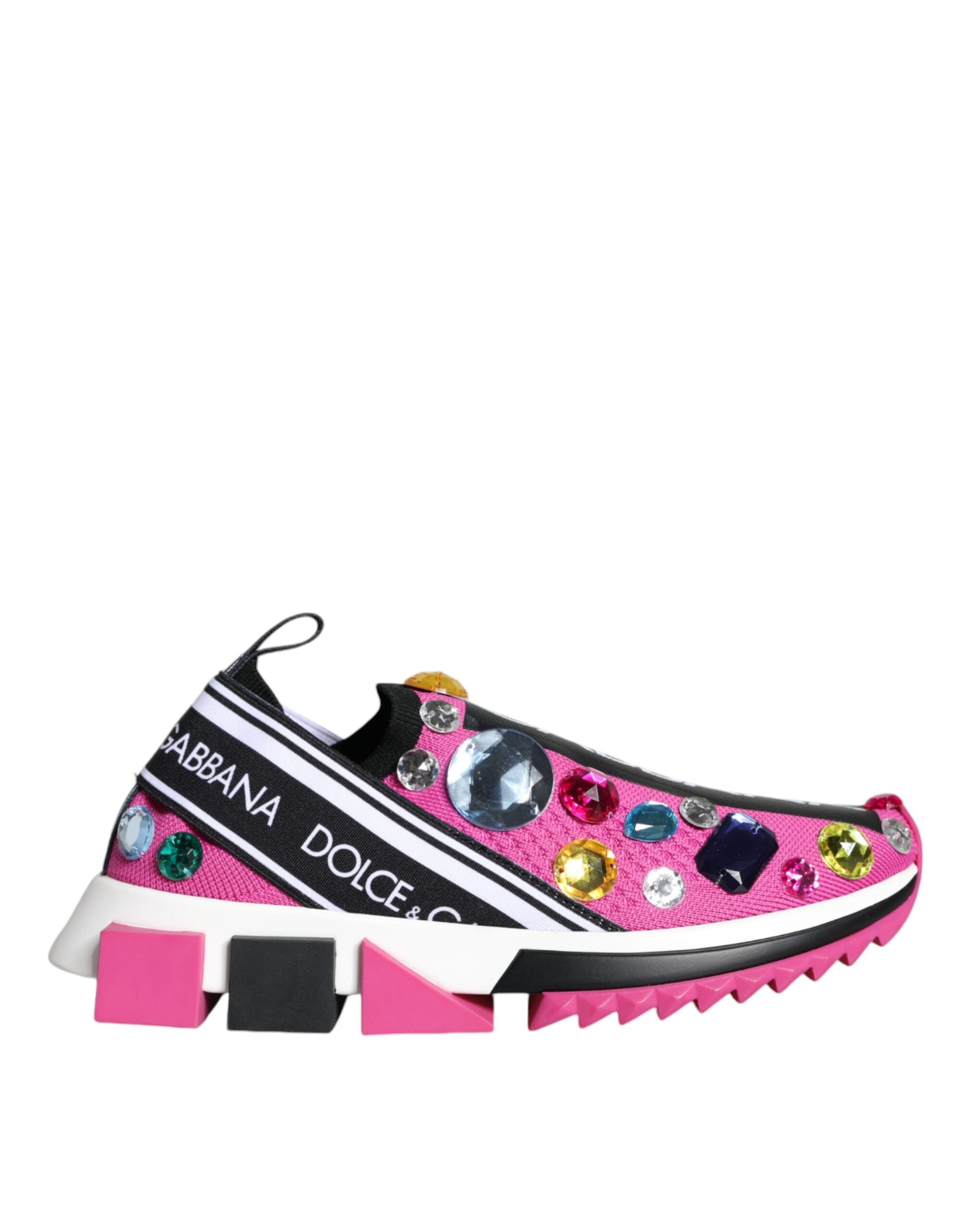 Dolce & Gabbana Pink Sorrento Crystals Low Top Sneakers Shoes Dolce & Gabbana
