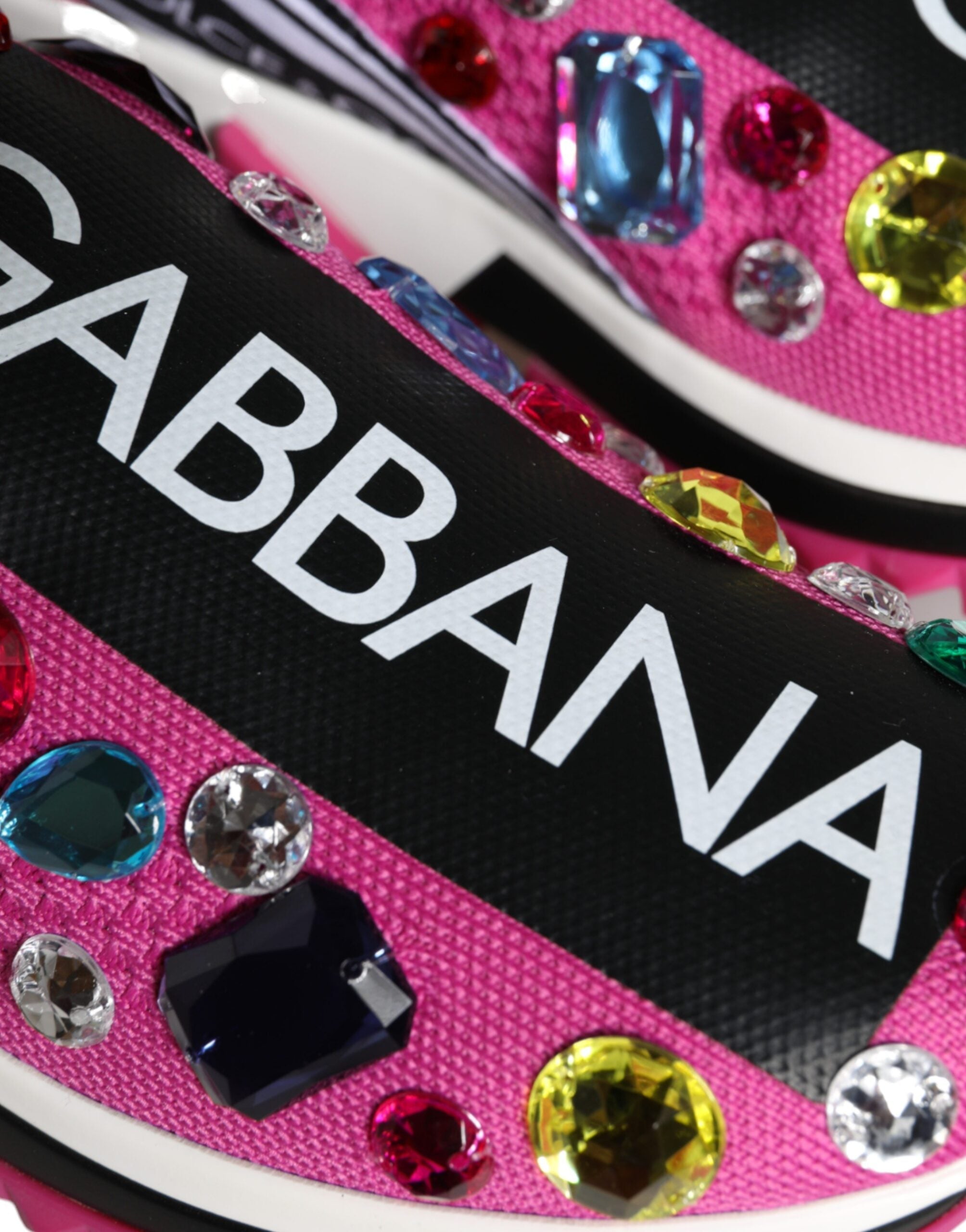 Dolce & Gabbana Pink Sorrento Crystals Low Top Sneakers Shoes Dolce & Gabbana