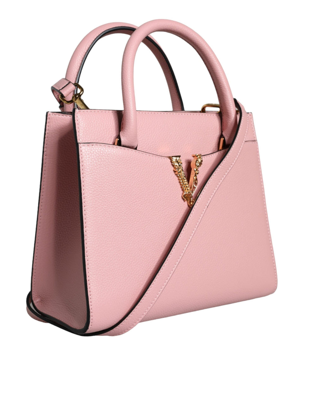 Versace Pink Small Top Handle Grainy Calf Leather Crossbody Bag Versace