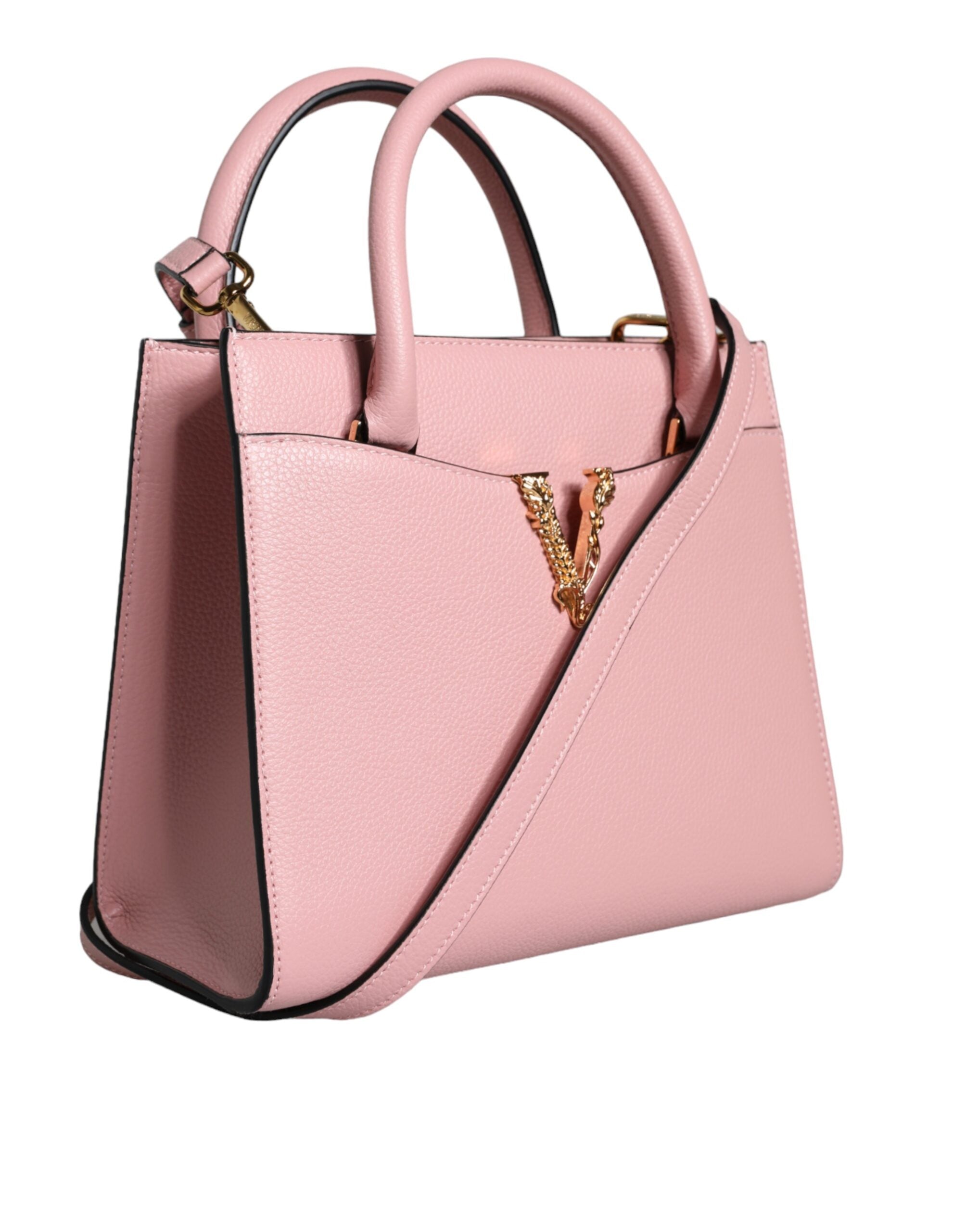 Versace Pink Small Top Handle Grainy Calf Leather Crossbody Bag Versace