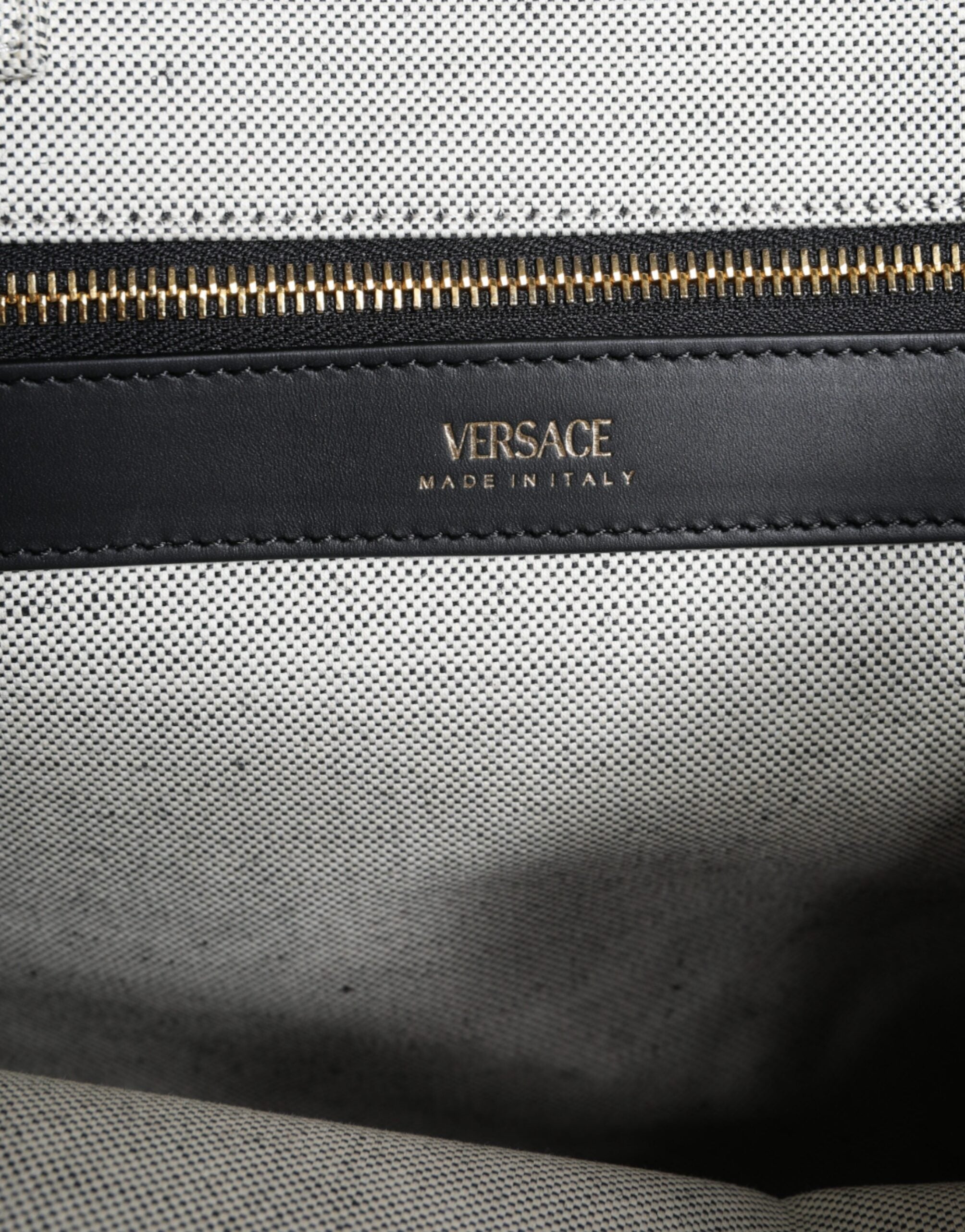 Versace White Top Handle Canvas Leather Logo Crossbody Tote Bag Versace