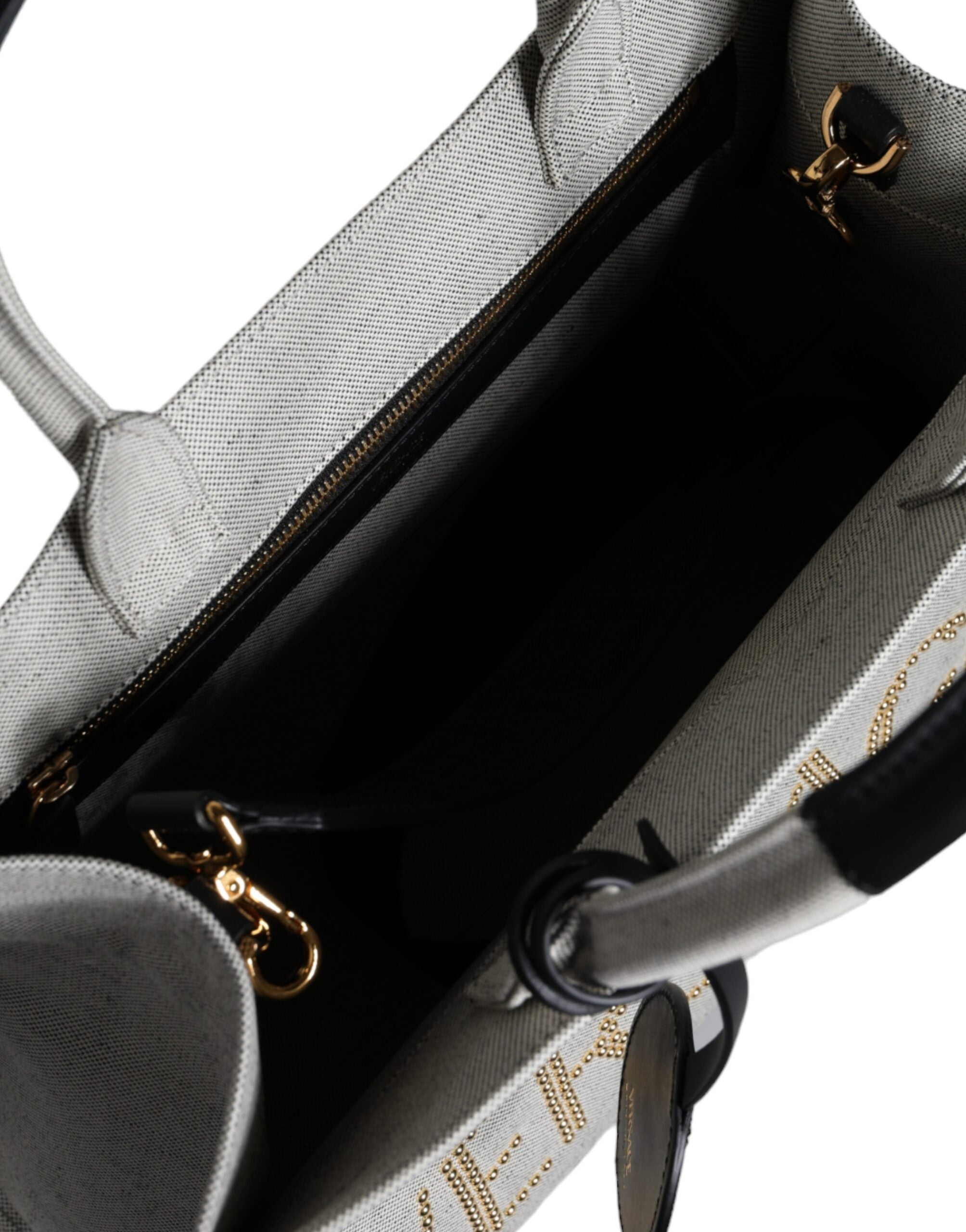 Versace White Top Handle Canvas Leather Logo Crossbody Tote Bag Versace