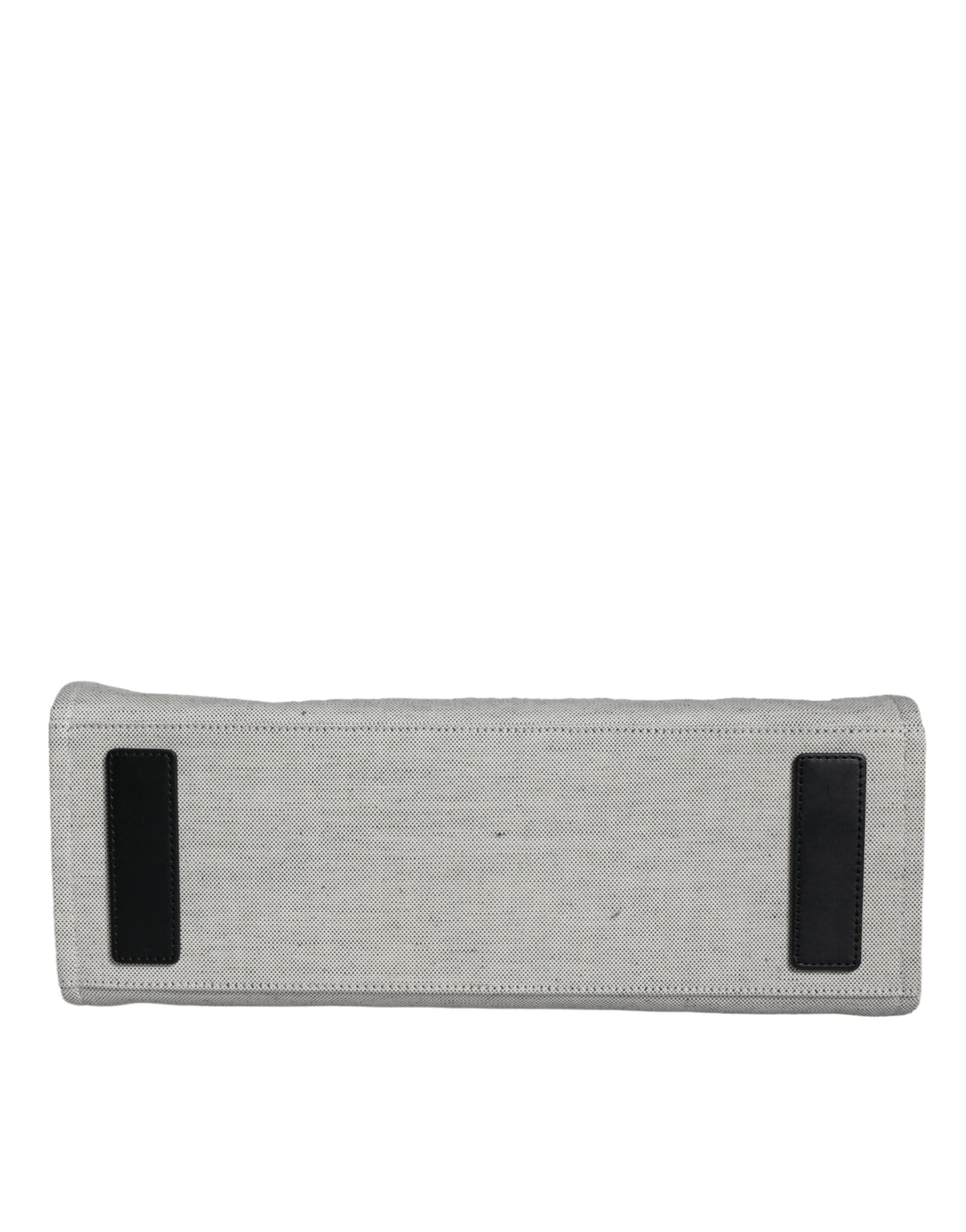 Versace White Top Handle Canvas Leather Logo Crossbody Tote Bag Versace