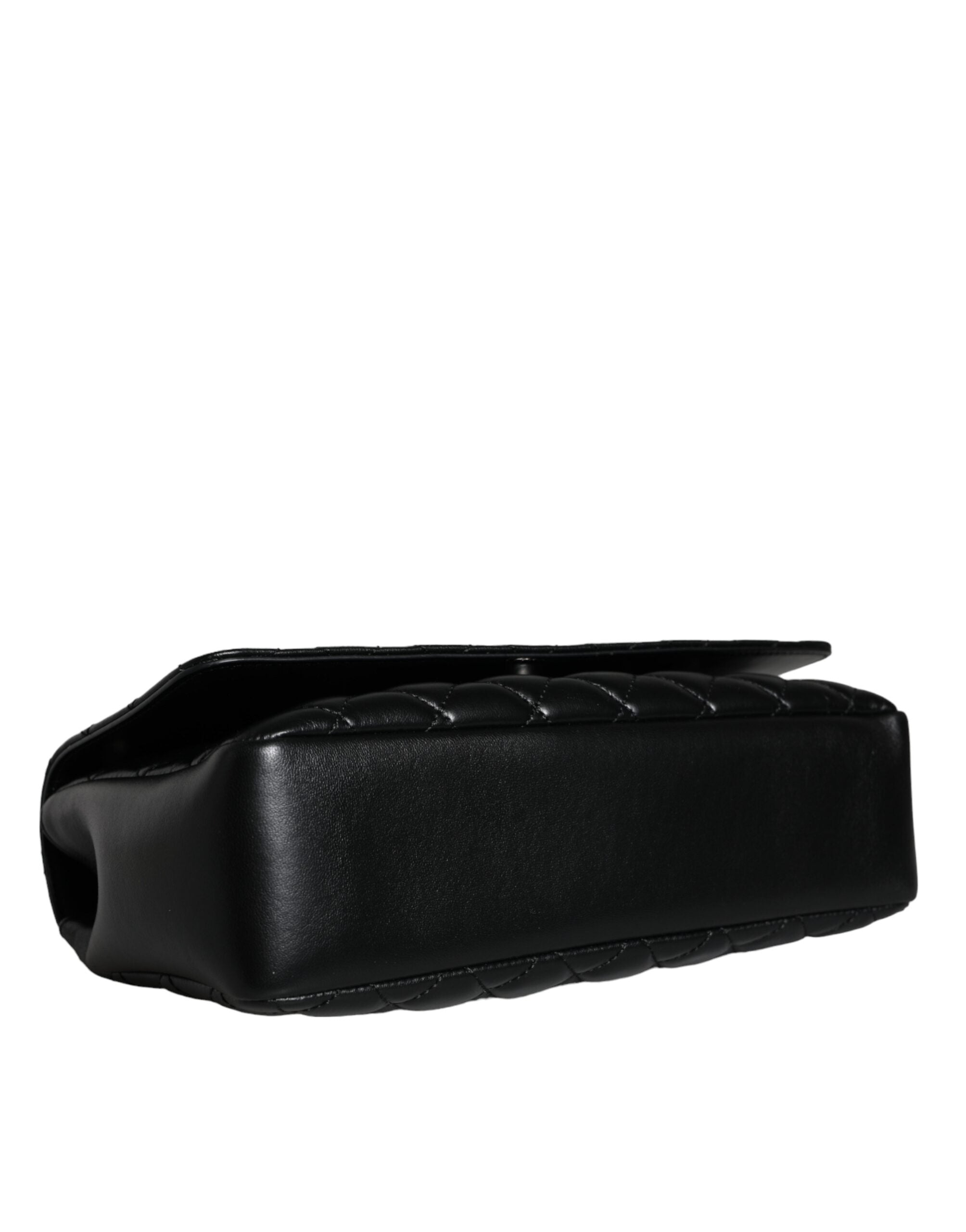 Versace Black Quilted Lambskin Leather Crossbody Shoulder Bag Versace