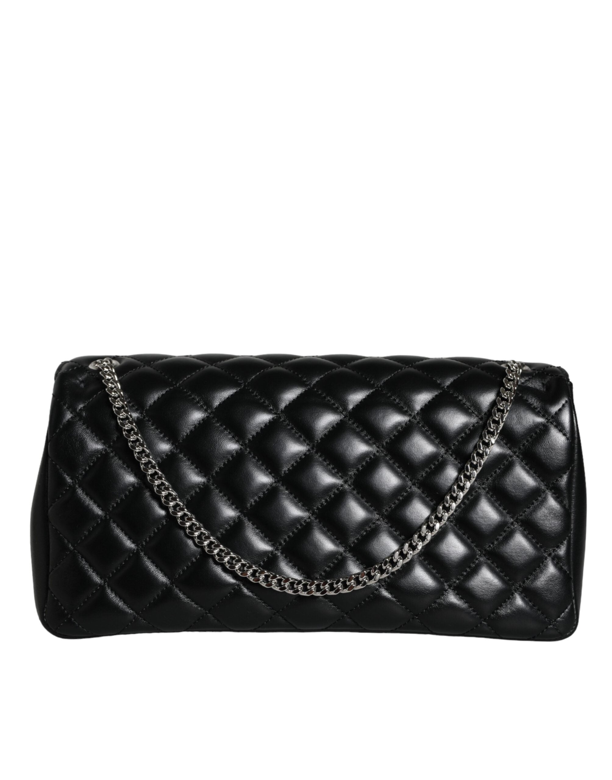 Versace Black Quilted Lambskin Leather Crossbody Shoulder Bag Versace