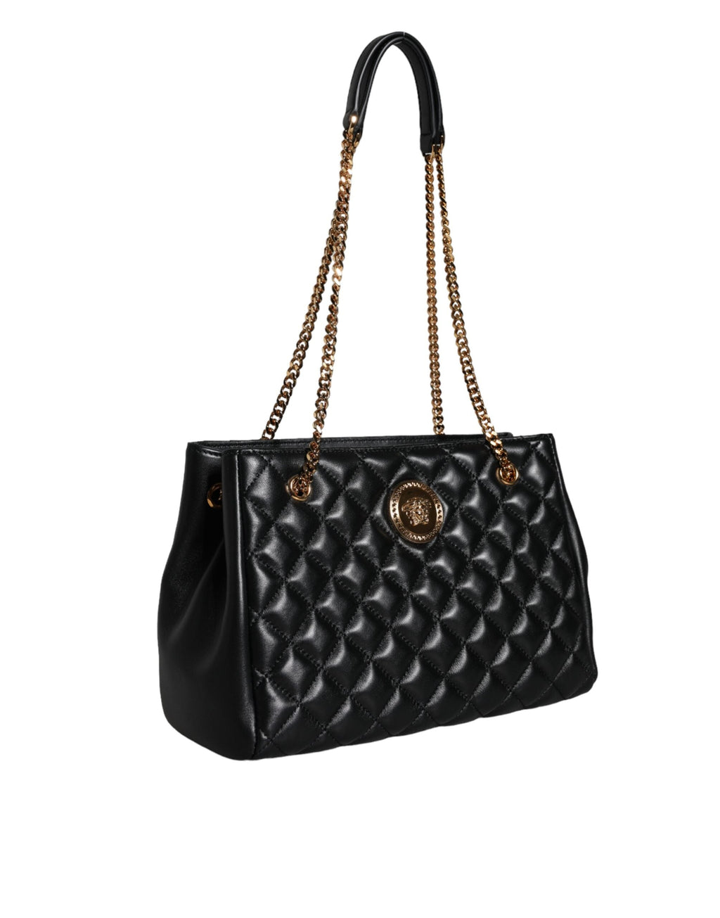 Versace Black Quilted Nappa Leather Shoulder Chain Strap Bag Versace