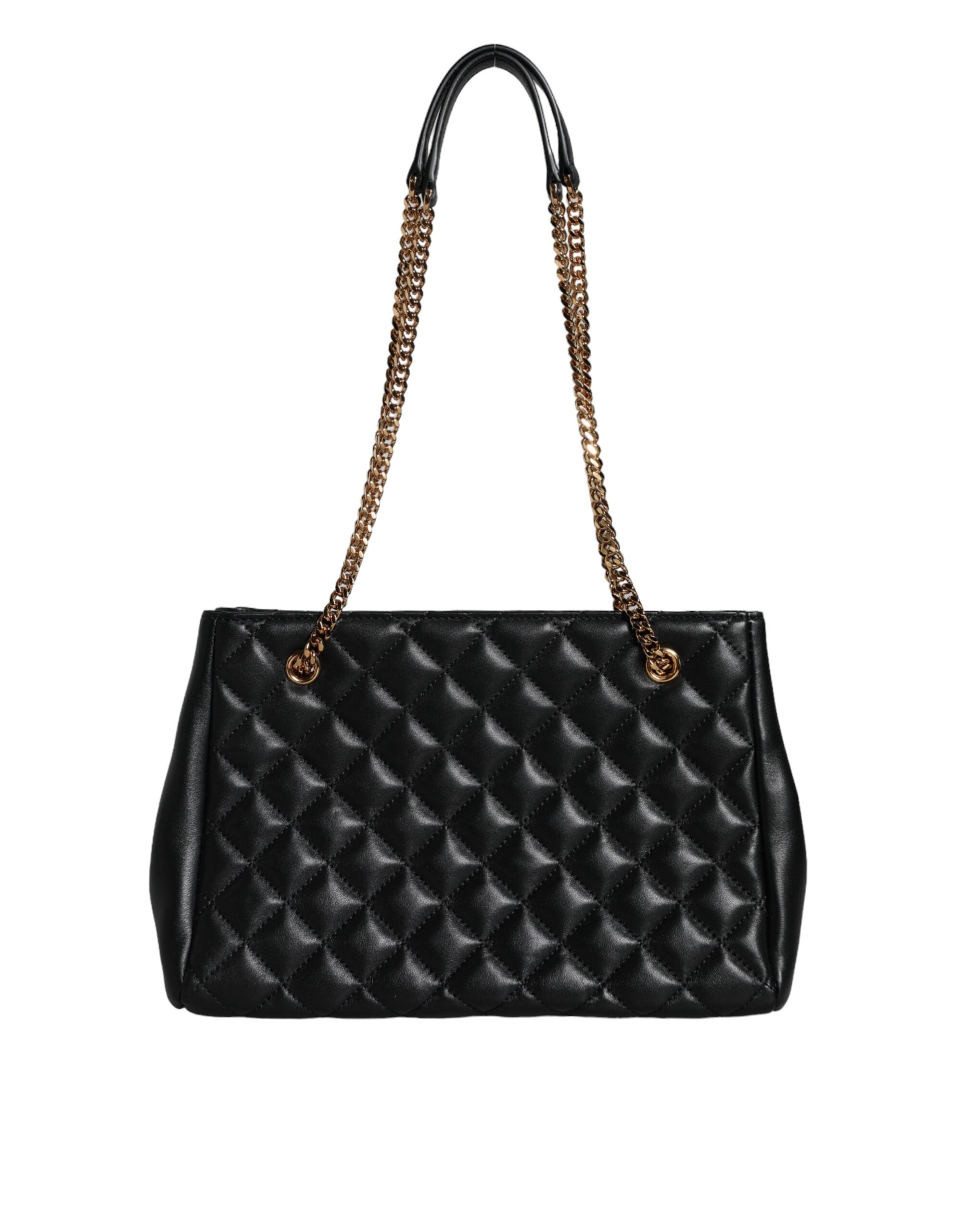 Versace Black Quilted Nappa Leather Shoulder Chain Strap Bag Versace