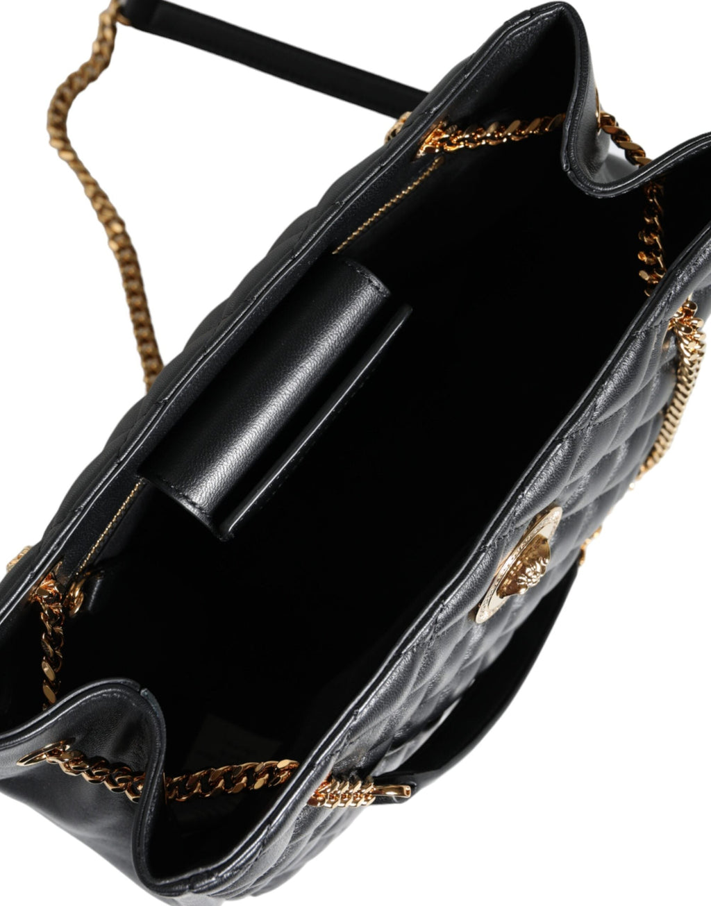 Versace Black Quilted Nappa Leather Shoulder Chain Strap Bag Versace