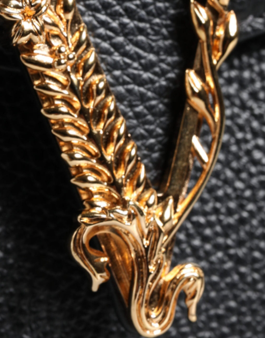 Versace Black Grainy Calf Leather Logo Crossbody Shoulder Bag Versace