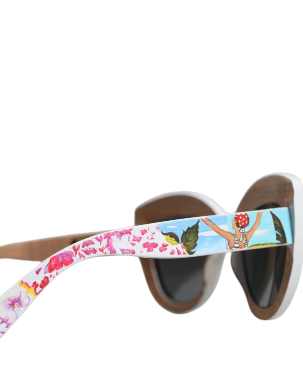Dolce & Gabbana Multicolor Wood Crystal Brass Frame Floral Hand Paint Sunglasses Dolce & Gabbana
