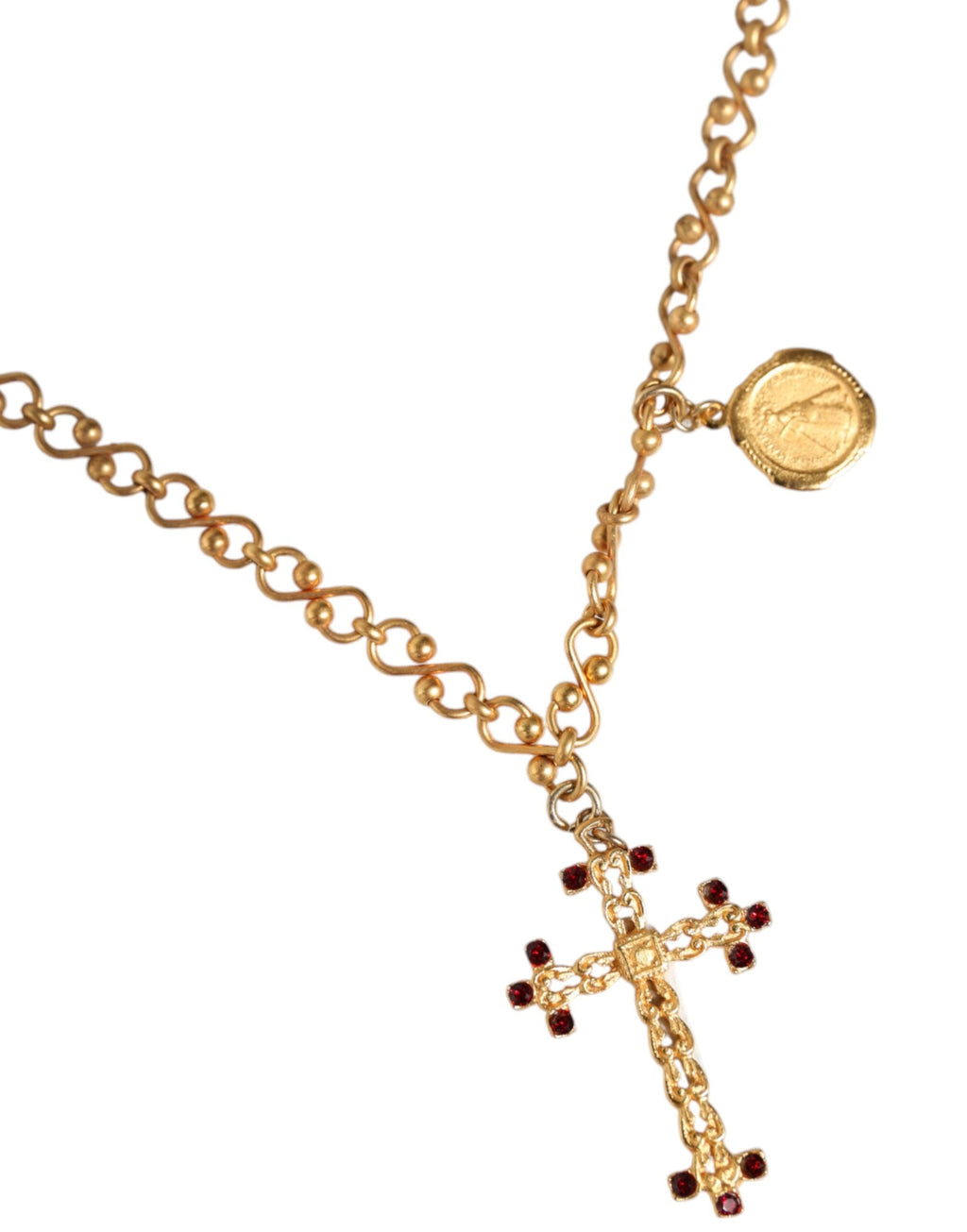 Dolce & Gabbana Gold Tone Brass Chain Religious Cross Pendant Necklace Dolce & Gabbana