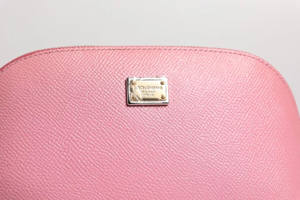 Dolce & Gabbana Pink Leather DG Logo Zip Around Hand Purse Pouch Wallet Dolce & Gabbana