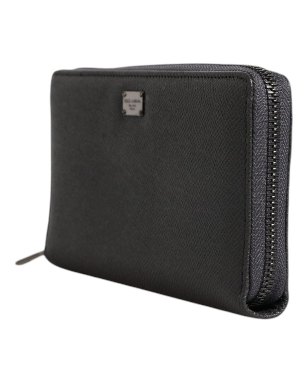 Dolce & Gabbana Dark Gray Leather DG Logo Zip Around Continental Wallet Dolce & Gabbana