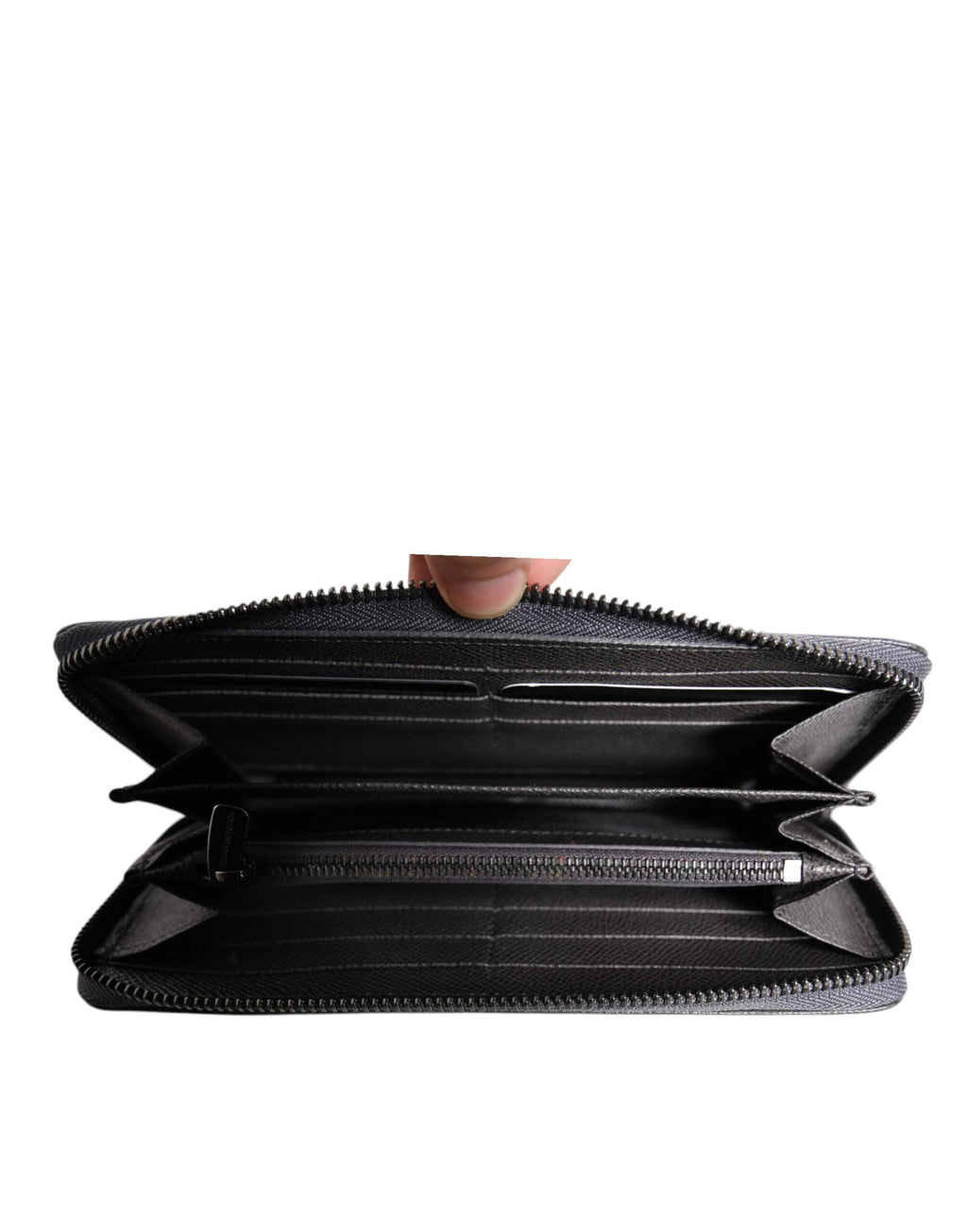 Dolce & Gabbana Dark Gray Leather DG Logo Zip Around Continental Wallet Dolce & Gabbana