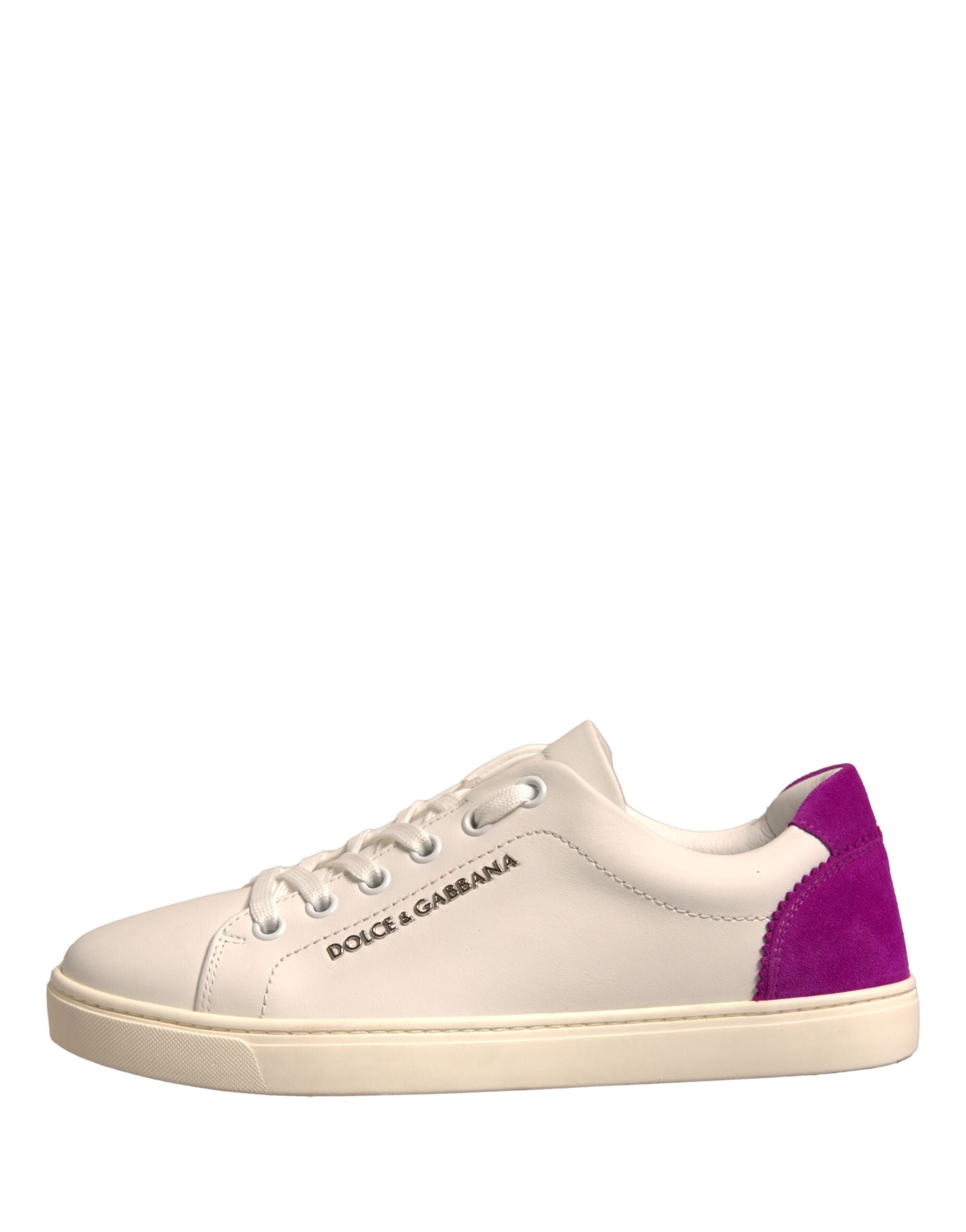 Dolce & Gabbana White Suede Leather Low Top Sneakers Shoes Dolce & Gabbana