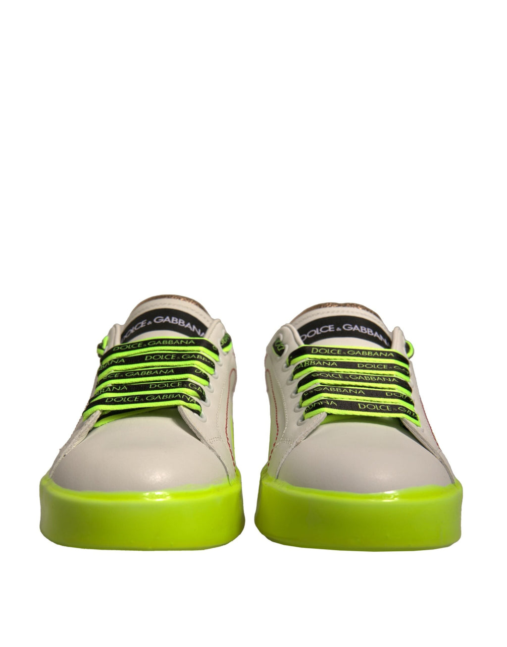 Dolce & Gabbana White Yellow Portofino Leather Sneakers Shoes Dolce & Gabbana