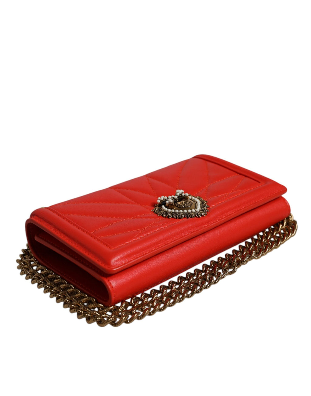 Dolce & Gabbana Red Quilted Devotion Crossbody Chain Phone Cover Bag Dolce & Gabbana