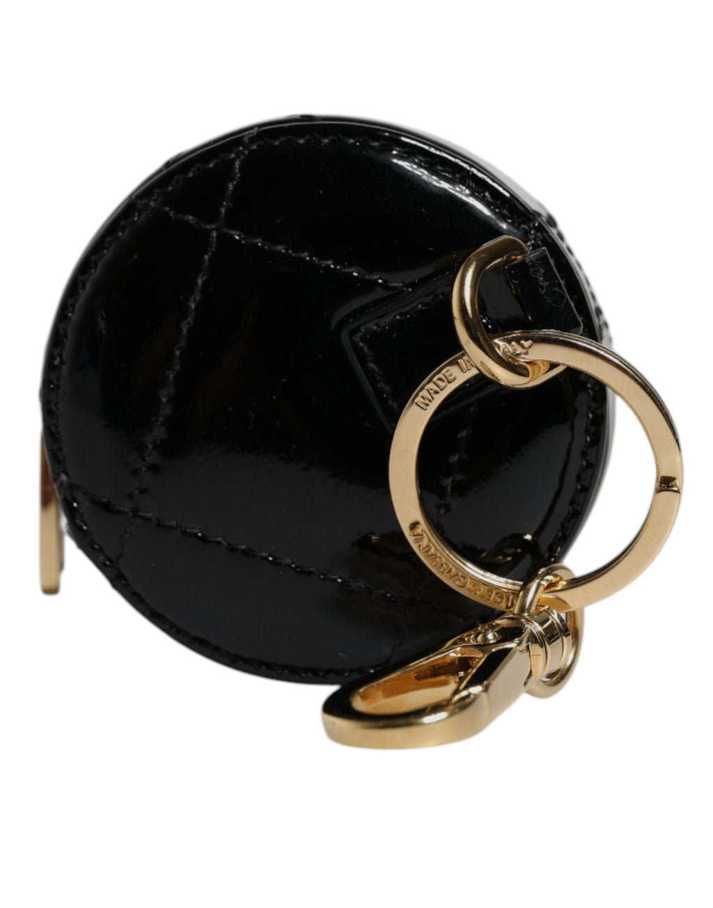 Dolce & Gabbana Black Lamb Leather DG Crystal Round Coin Purse Wallet Dolce & Gabbana