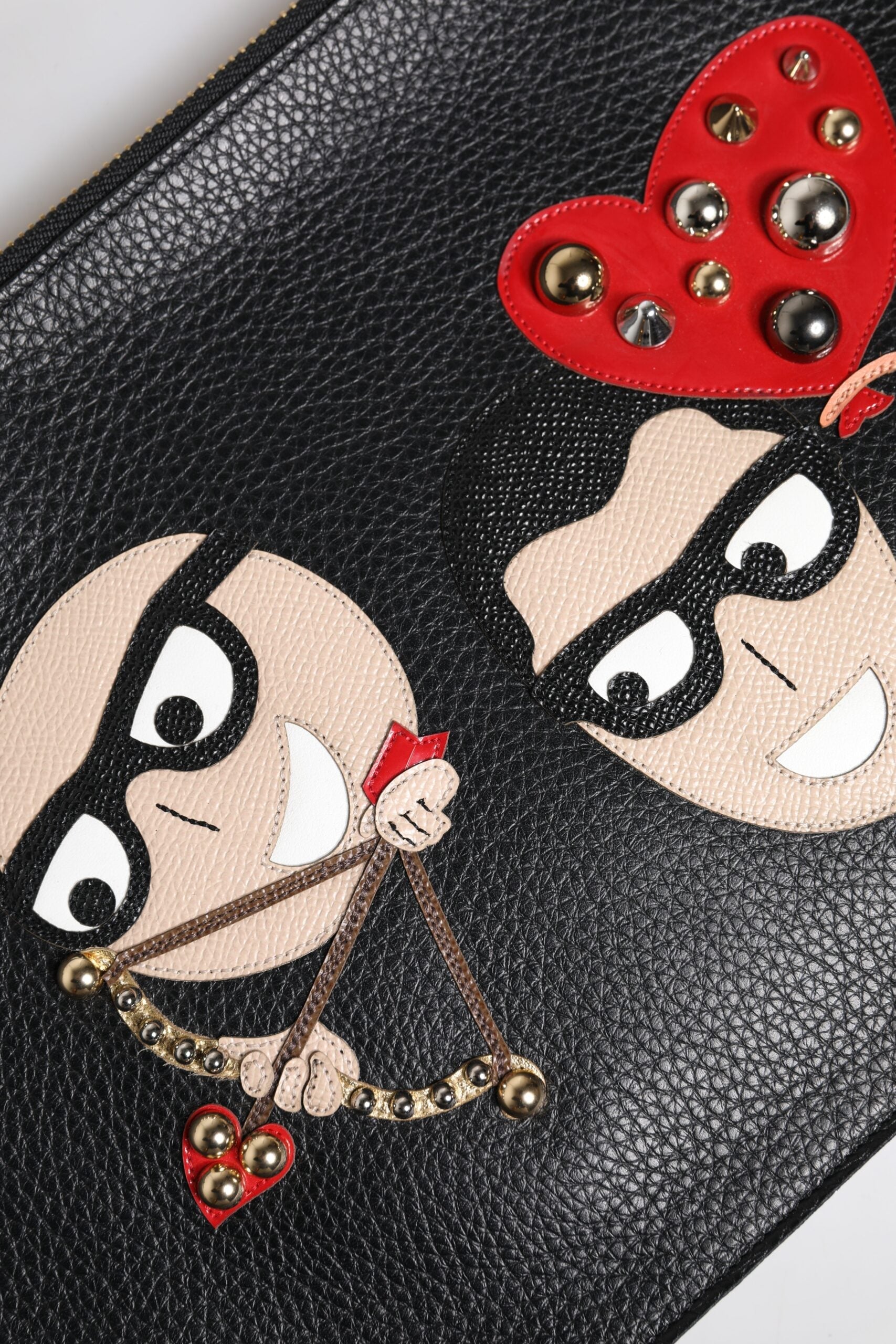 Dolce & Gabbana Black #DGFamily Embellished Leather Clutch Bag Dolce & Gabbana
