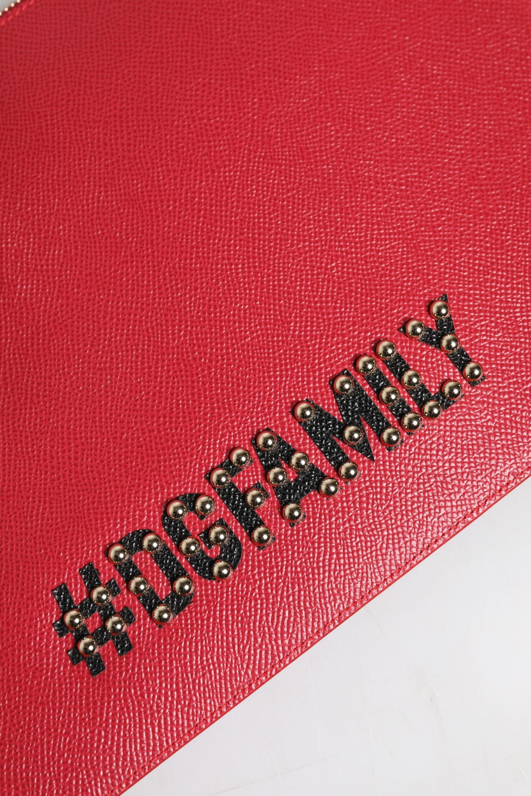 Dolce & Gabbana Red #DGFamily Embellished Leather Clutch Bag Dolce & Gabbana