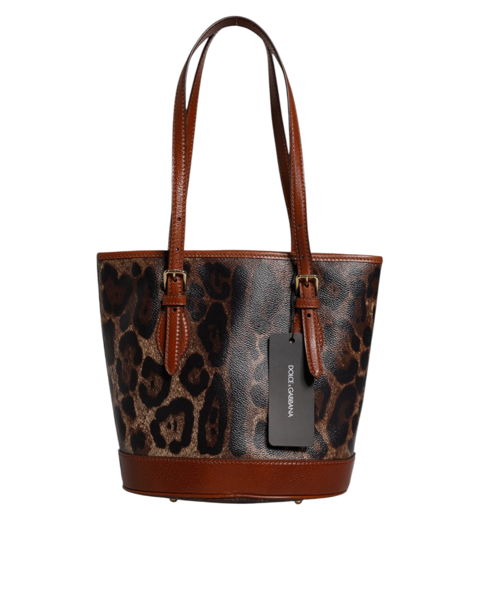 Dolce & Gabbana Brown Leopard Leather Shoulder Strap Tote Bag Dolce & Gabbana