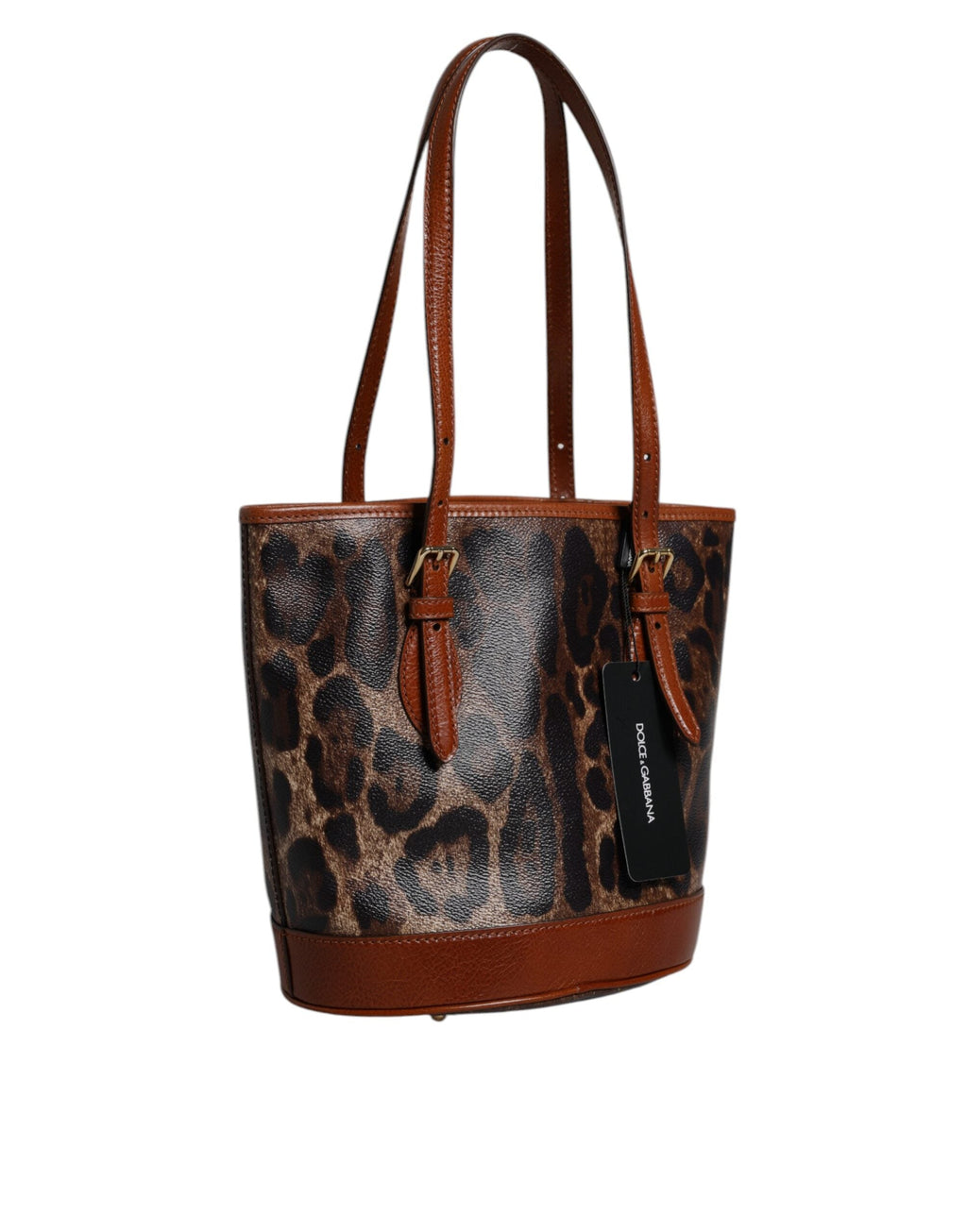 Dolce & Gabbana Brown Leopard Leather Shoulder Strap Tote Bag Dolce & Gabbana
