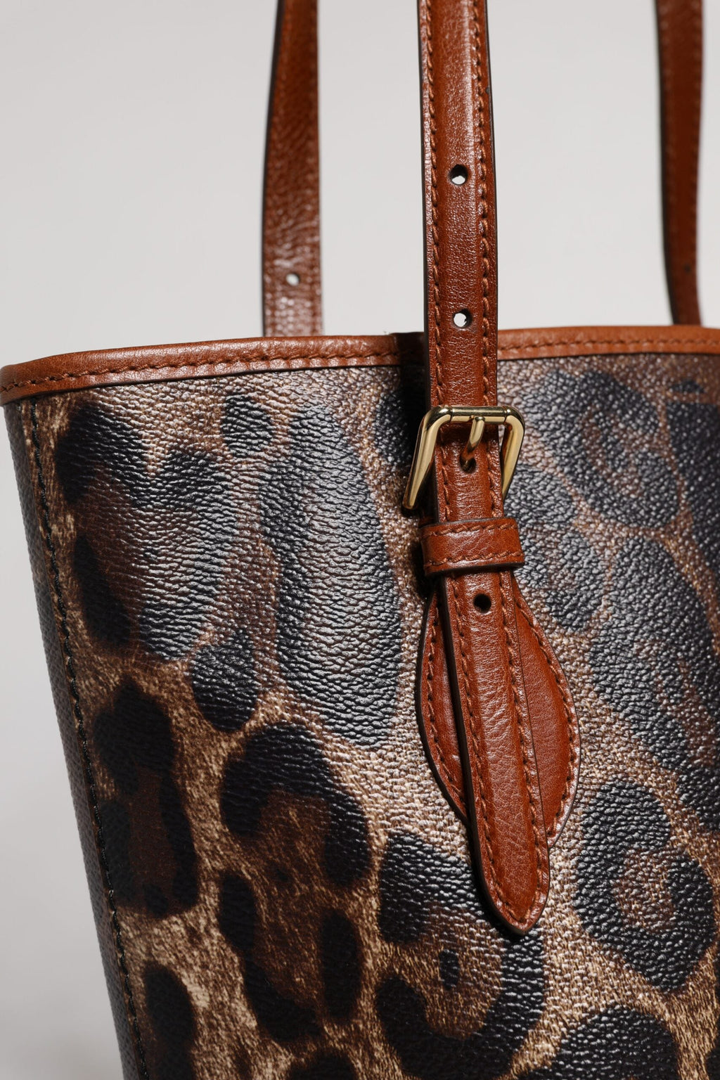Dolce & Gabbana Brown Leopard Leather Shoulder Strap Tote Bag Dolce & Gabbana