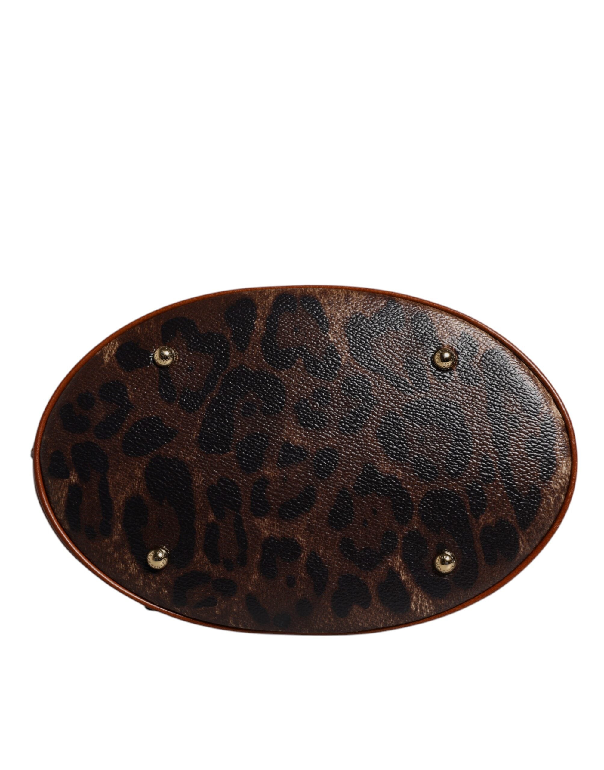 Dolce & Gabbana Brown Leopard Leather Shoulder Strap Tote Bag Dolce & Gabbana