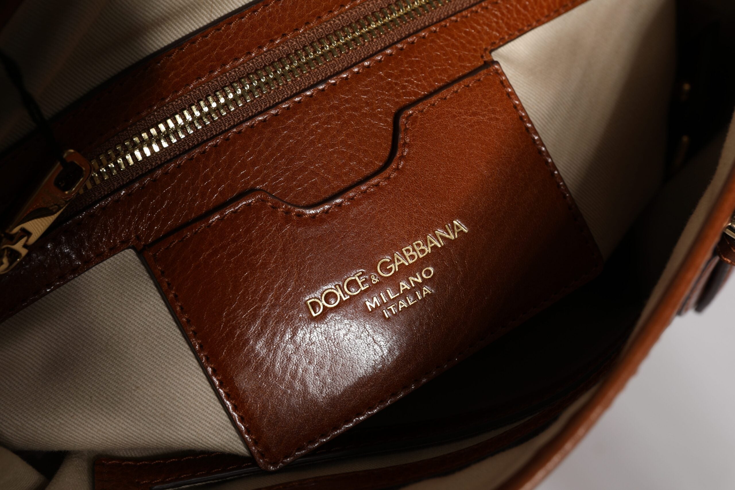 Dolce & Gabbana Brown Leopard Leather Shoulder Strap Tote Bag Dolce & Gabbana