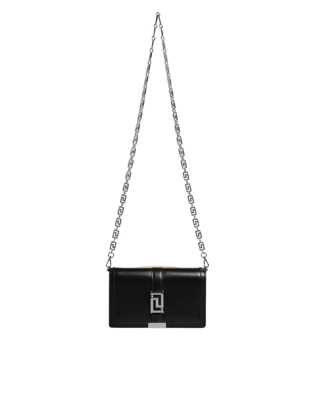 Versace Black Calfskin Leather Chain Strap Shoulder Crossbody Bag Versace