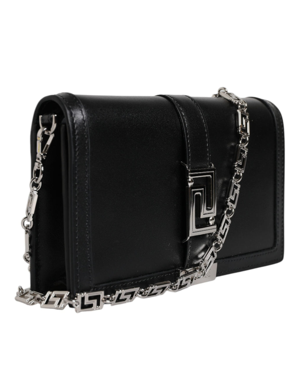 Versace Black Calfskin Leather Chain Strap Shoulder Crossbody Bag Versace