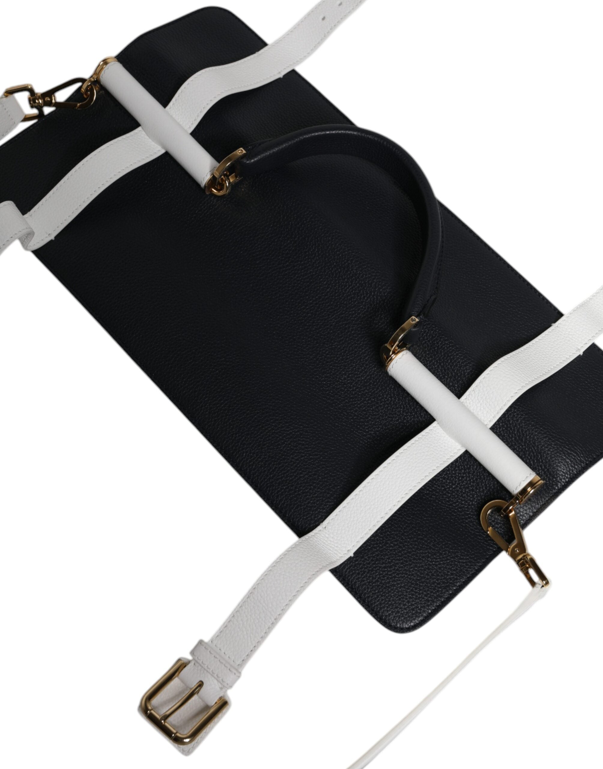 Dolce & Gabbana Blue White Calfskin Leather Crossbody Shoulder Bag Dolce & Gabbana