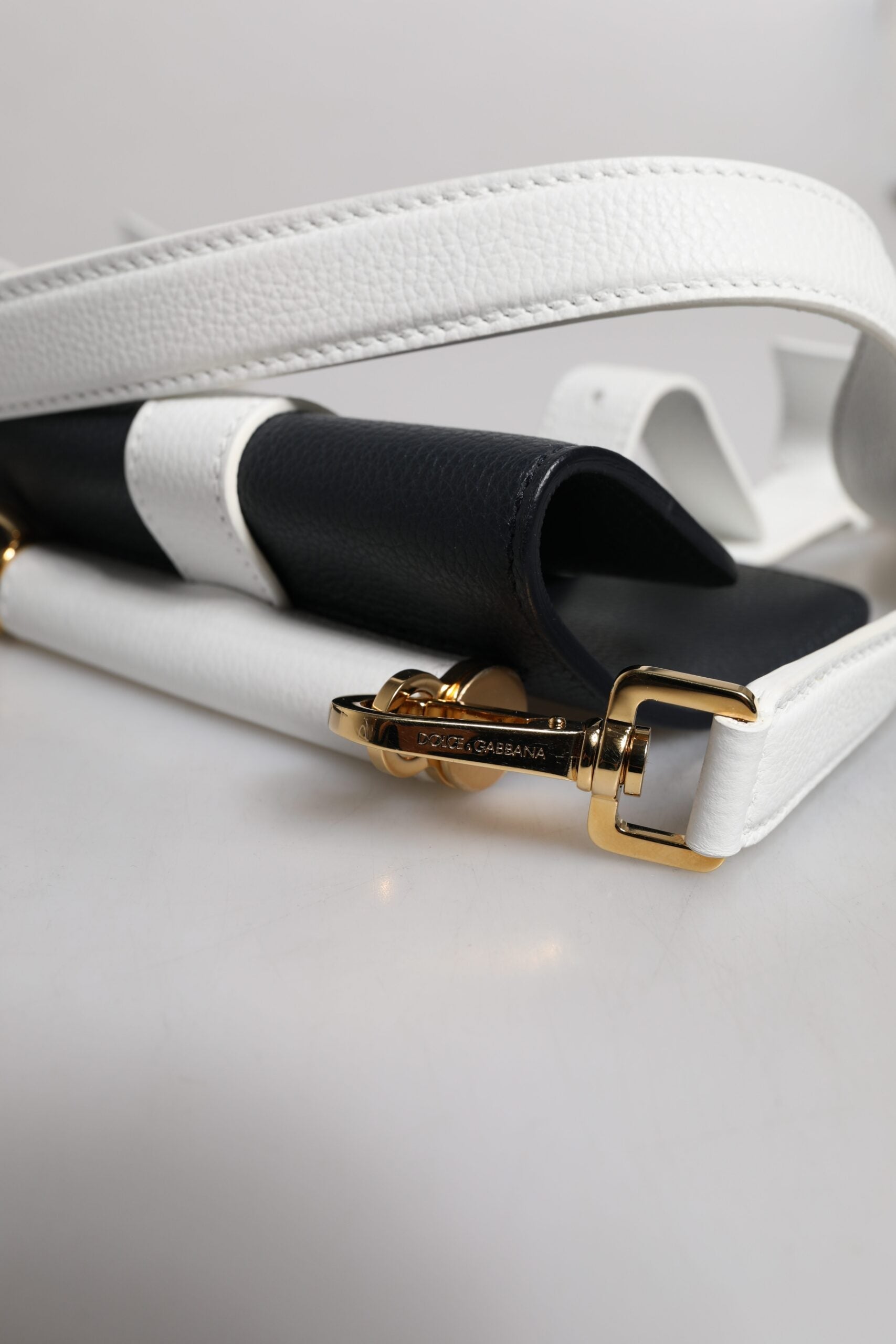 Dolce & Gabbana Blue White Calfskin Leather Crossbody Shoulder Bag Dolce & Gabbana