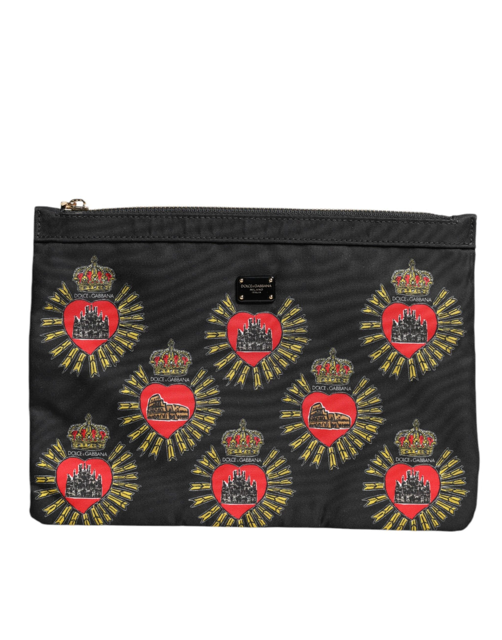 Dolce & Gabbana Black Red Nylon Sacred Heart Clutch Pouch Bag Dolce & Gabbana