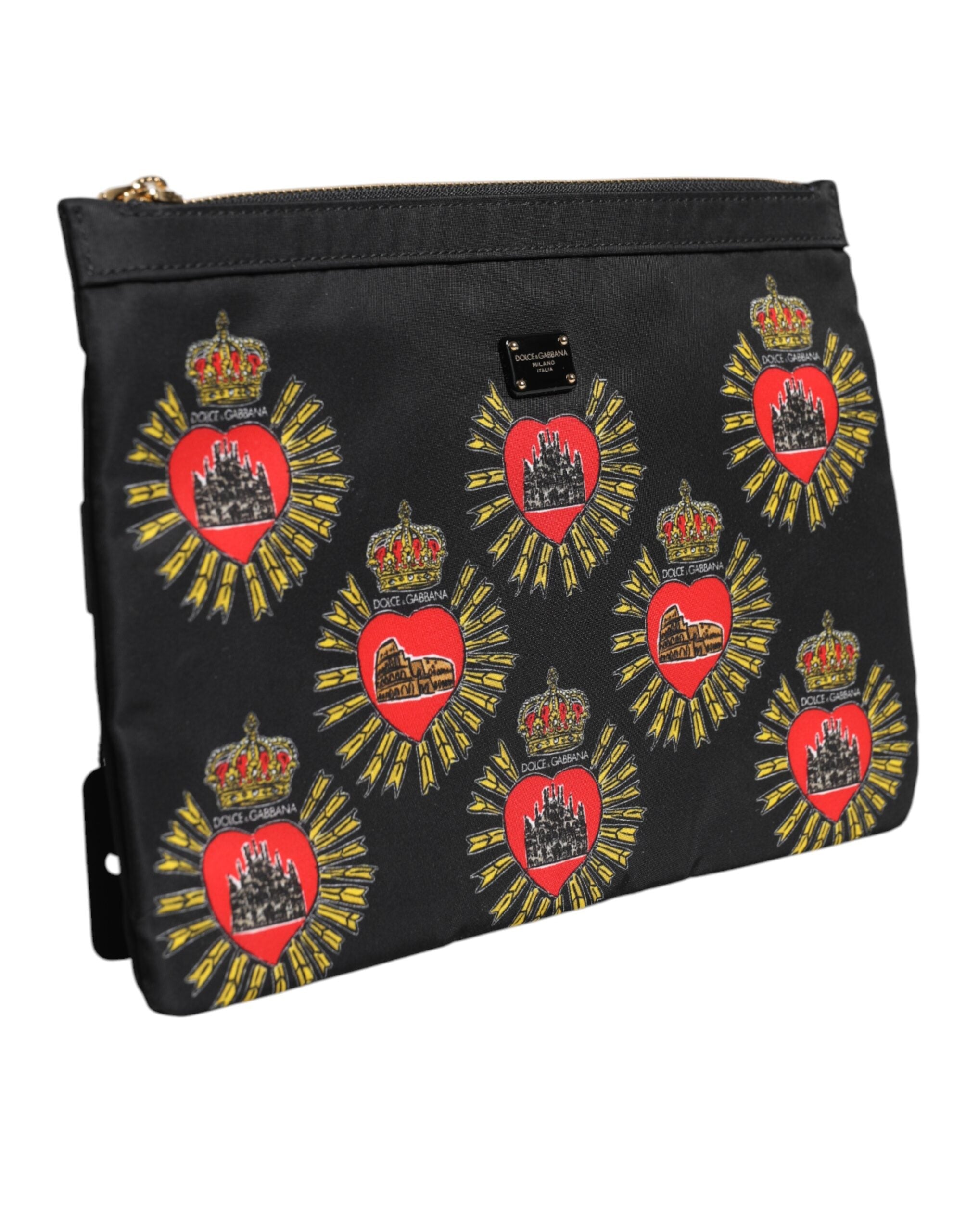 Dolce & Gabbana Black Red Nylon Sacred Heart Clutch Pouch Bag Dolce & Gabbana