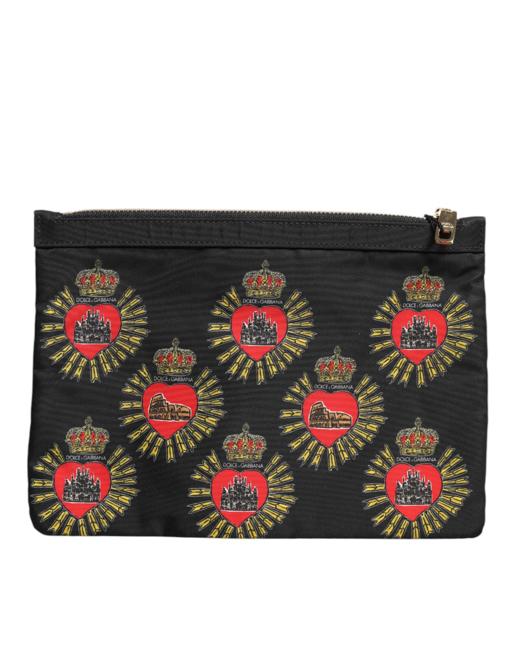 Dolce & Gabbana Black Red Nylon Sacred Heart Clutch Pouch Bag Dolce & Gabbana