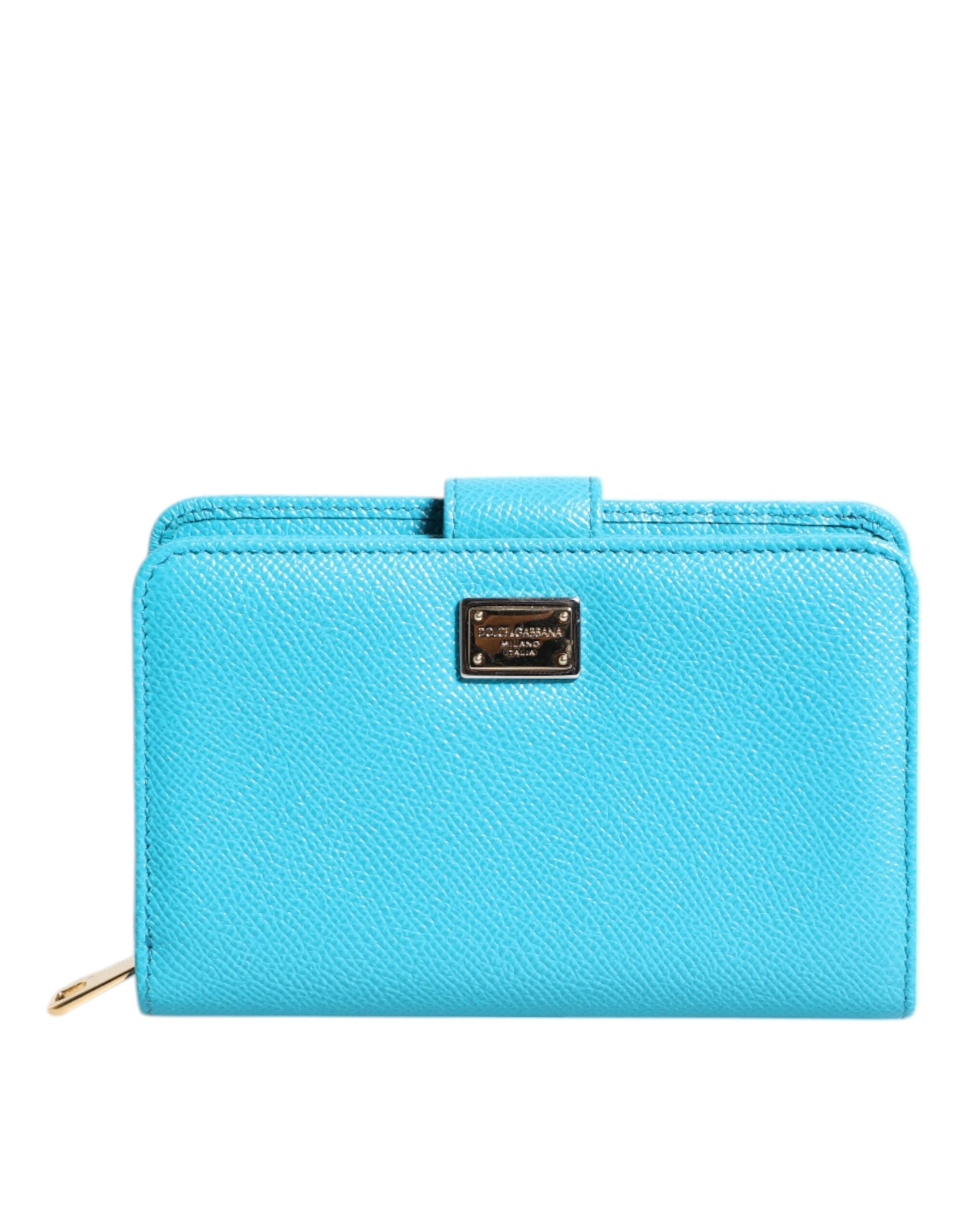 Dolce & Gabbana Light Blue Leather Bifold Continental Clutch Wallet Dolce & Gabbana