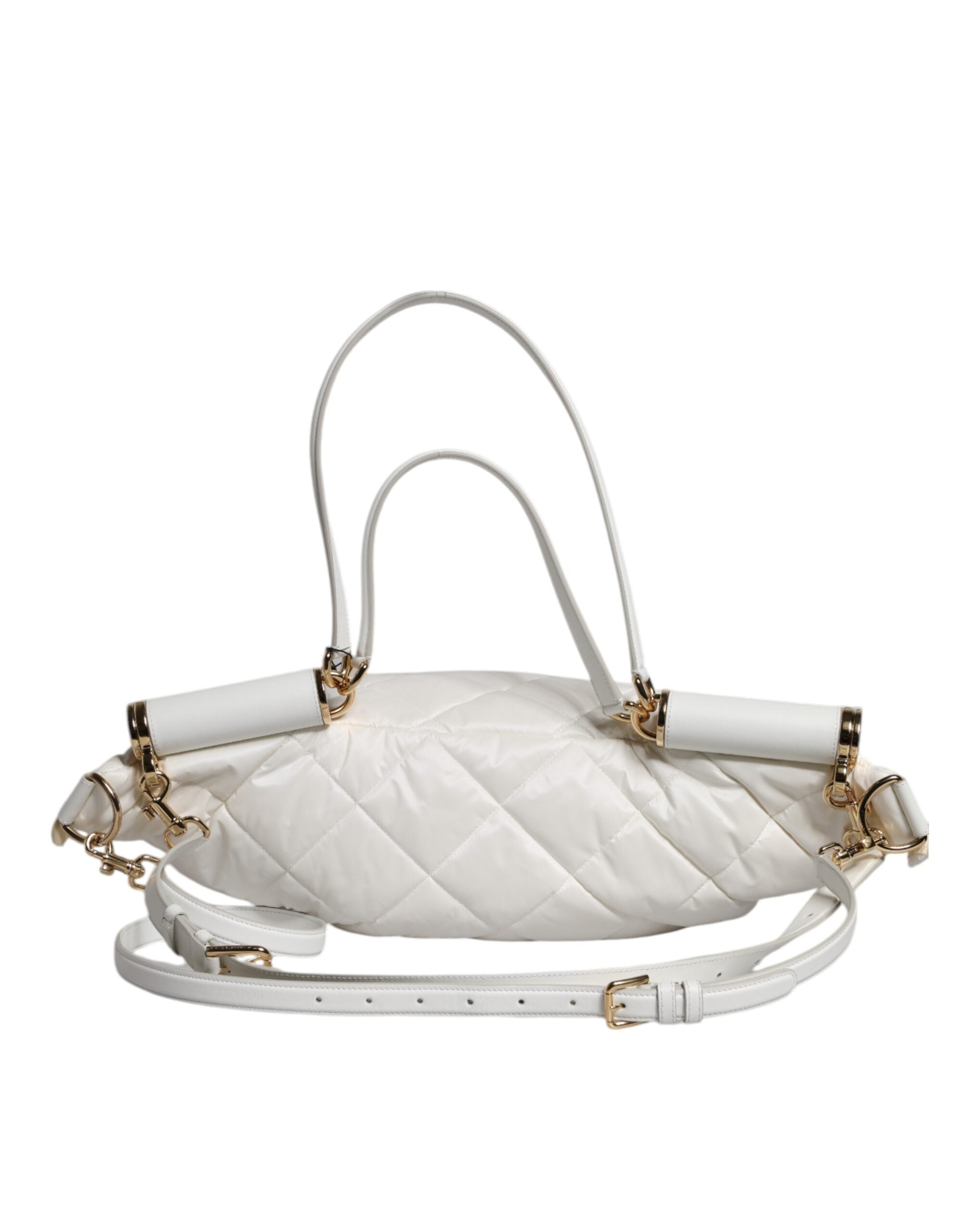 Dolce & Gabbana White Quilted Logo Plaque Belt Waist Fanny Pack Bag Dolce & Gabbana