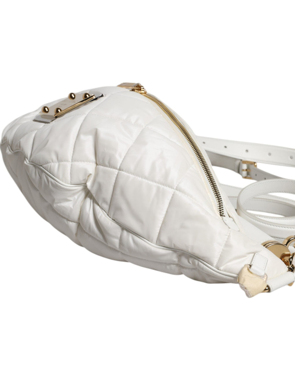Dolce & Gabbana White Quilted Logo Plaque Belt Waist Fanny Pack Bag Dolce & Gabbana