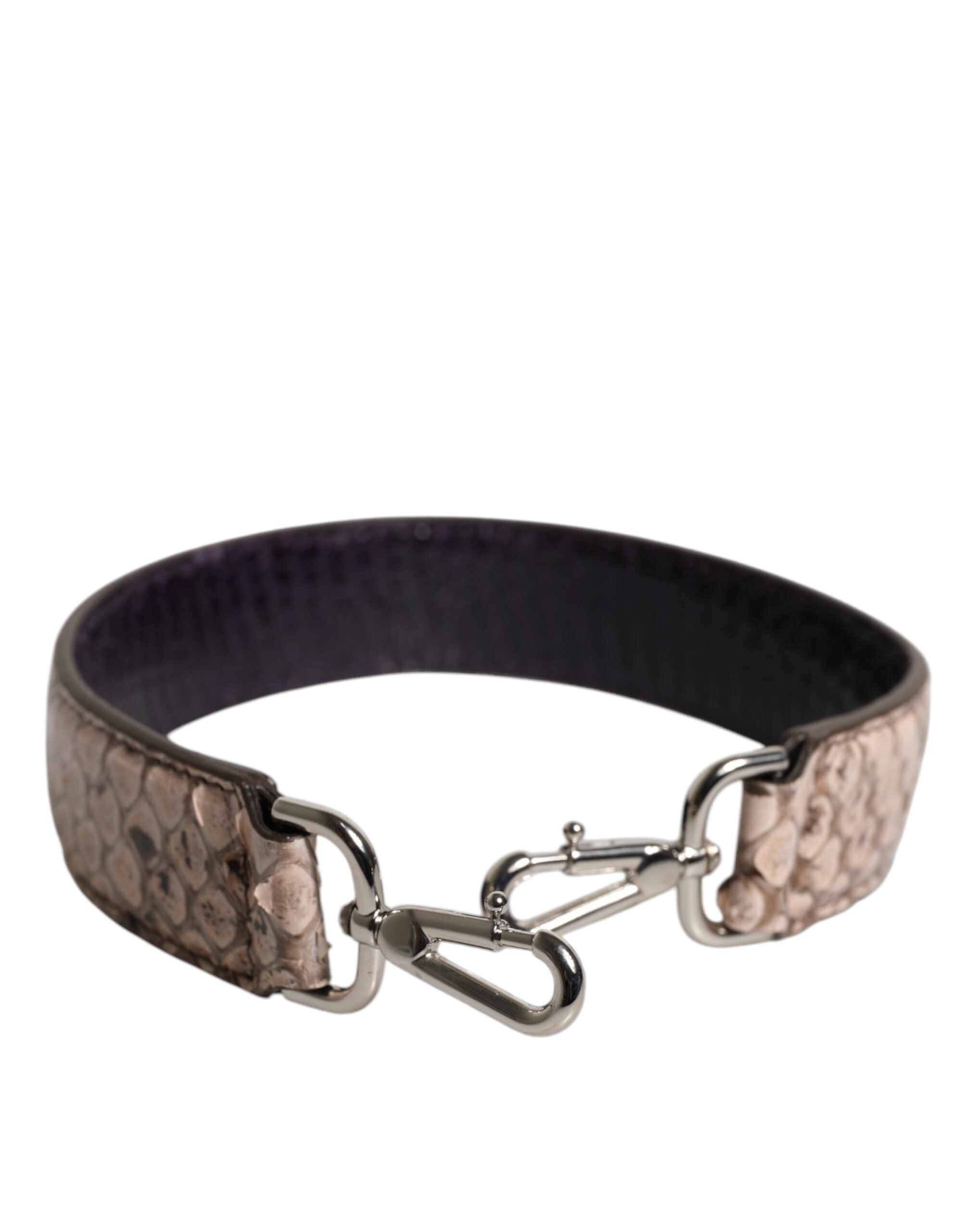 Dolce & Gabbana Black Cream Exotic Leather Bag Shoulder Strap Dolce & Gabbana