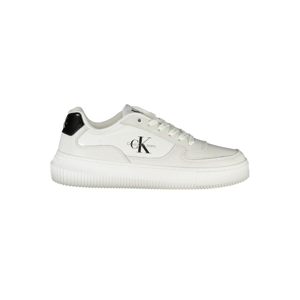Calvin Klein Sleek White Lace-Up Sneakers with Contrast Details Calvin Klein